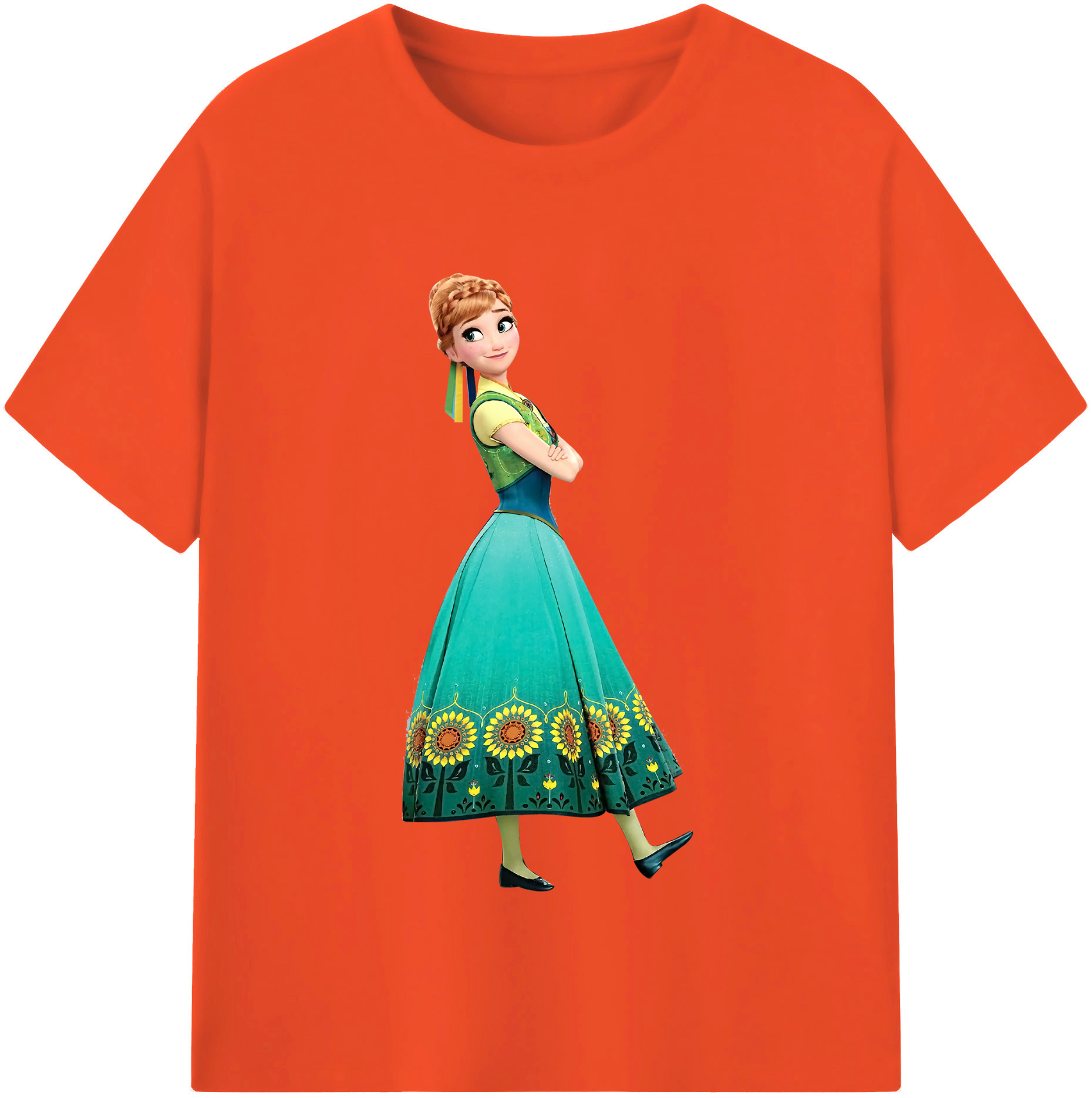 （画像用） アナと雪の女王 アンナ エルサ Frozen Anna Elsa 綿100％半袖Tシャツ（フロントプリント）
