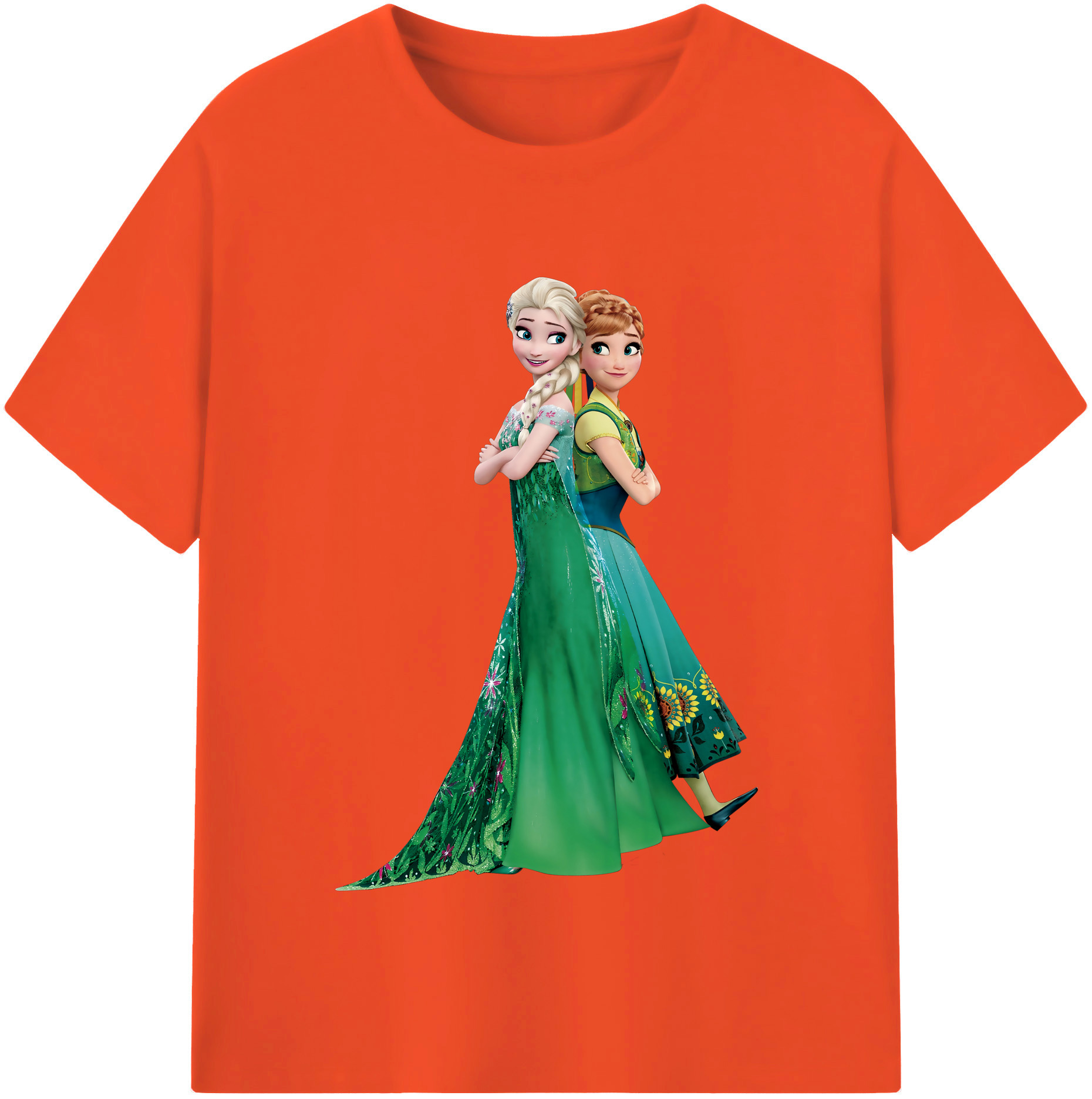 （画像用） アナと雪の女王 アンナ エルサ Frozen Anna Elsa 綿100％半袖Tシャツ（フロントプリント）