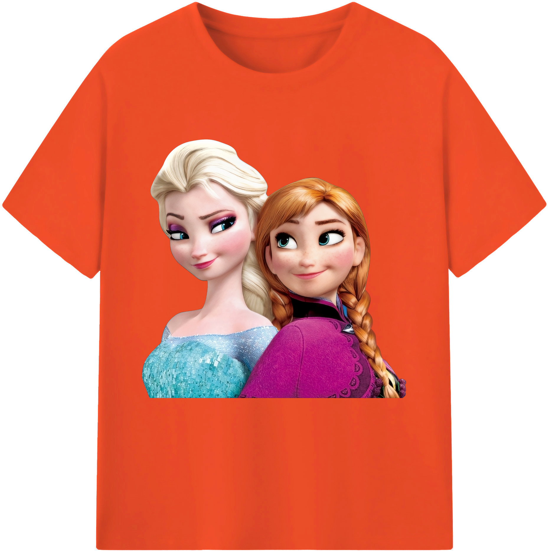 （画像用） アナと雪の女王 アンナ エルサ Frozen Anna Elsa 綿100％半袖Tシャツ（フロントプリント）