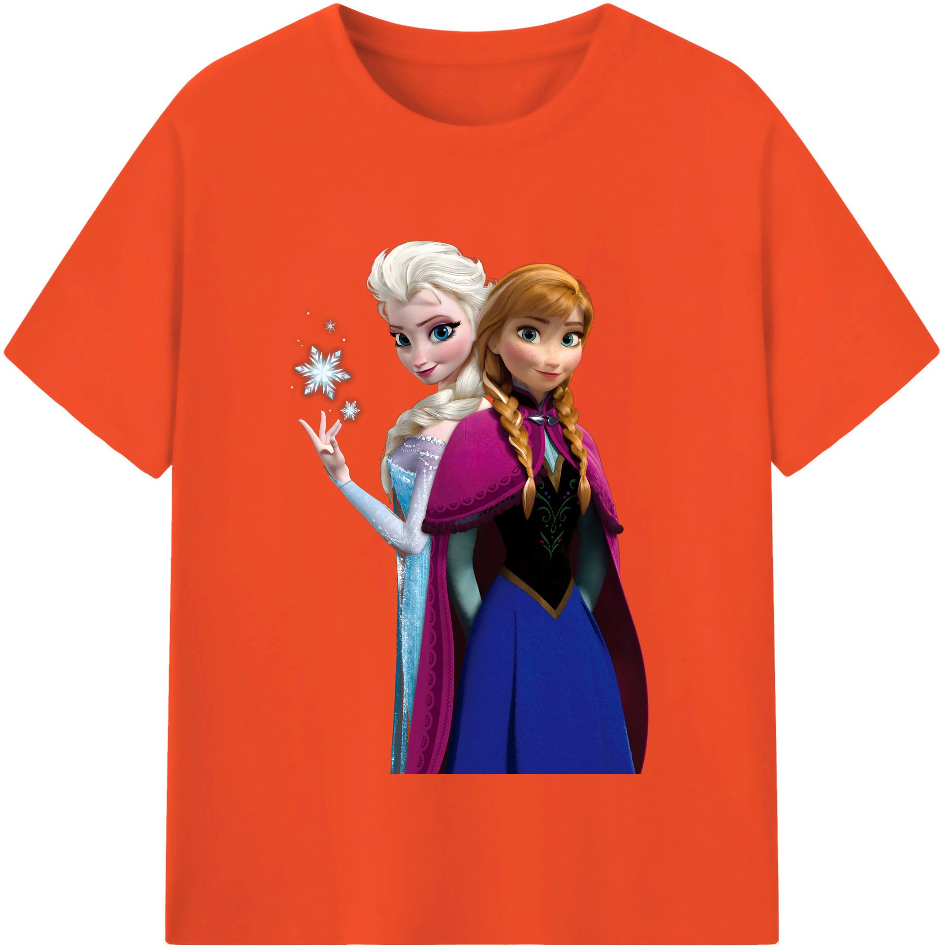 （画像用） アナと雪の女王 アンナ エルサ Frozen Anna Elsa 綿100％半袖Tシャツ（フロントプリント）