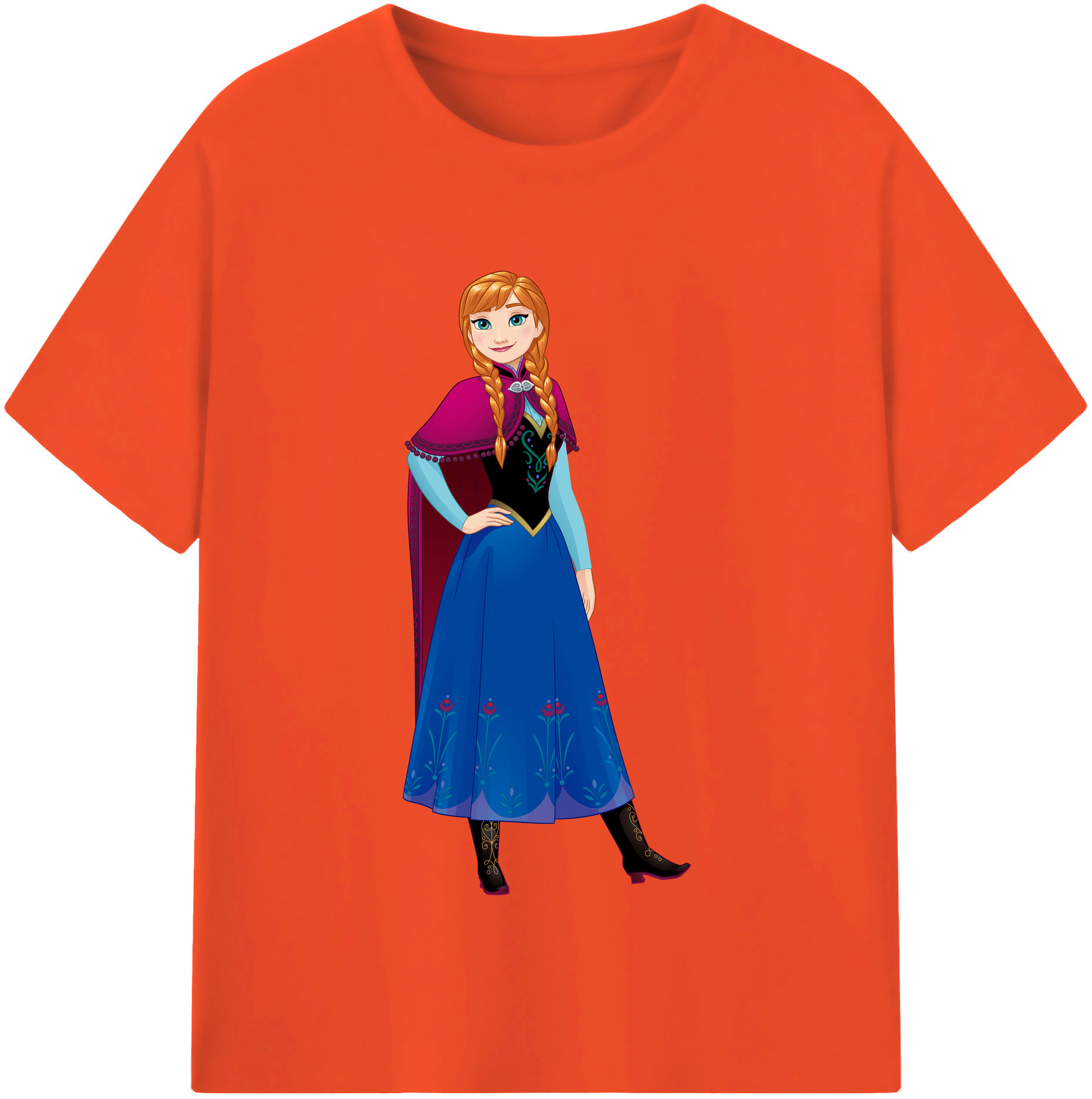 （画像用） アナと雪の女王 アンナ エルサ Frozen Anna Elsa 綿100％半袖Tシャツ（フロントプリント）