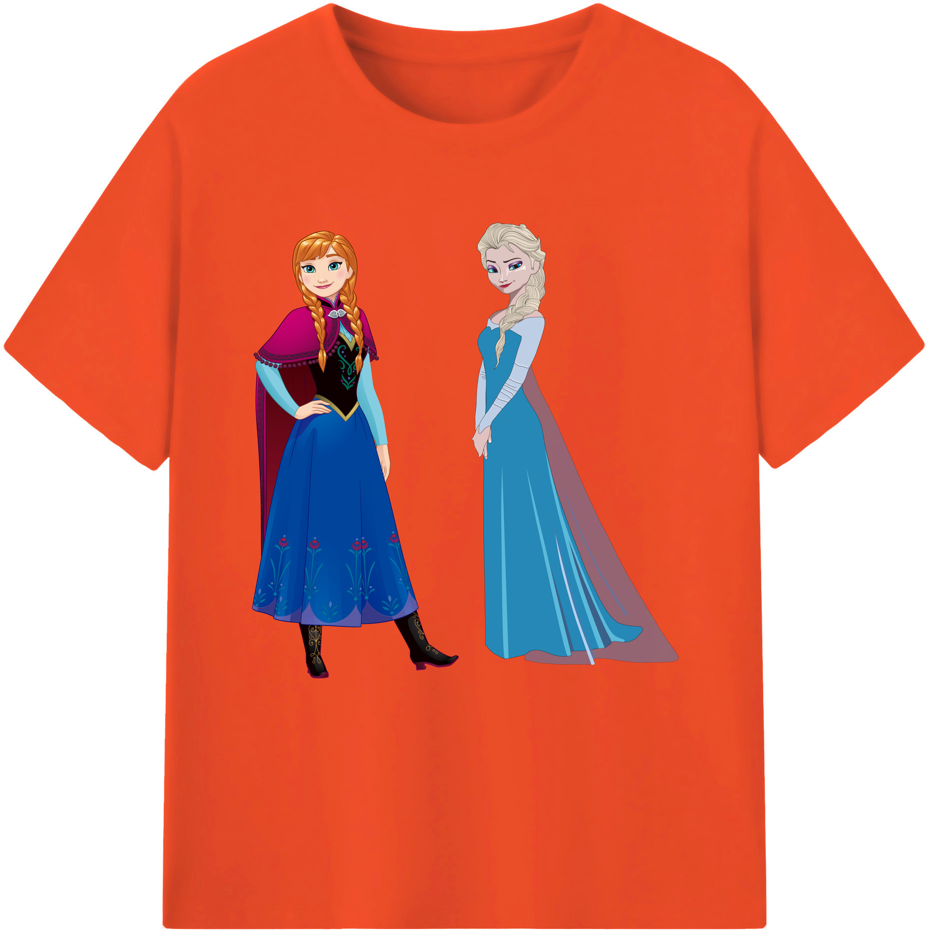（画像用） アナと雪の女王 アンナ エルサ Frozen Anna Elsa 綿100％半袖Tシャツ（フロントプリント）