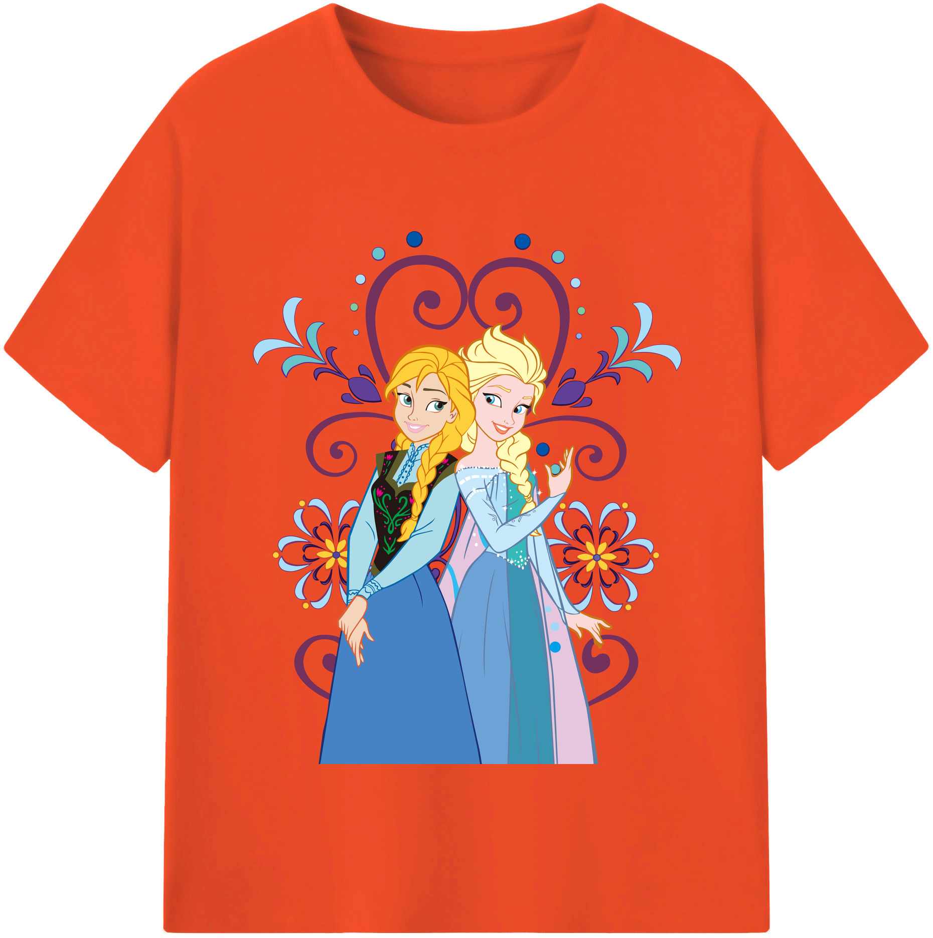 （画像用） アナと雪の女王 アンナ エルサ Frozen Anna Elsa 綿100％半袖Tシャツ（フロントプリント）
