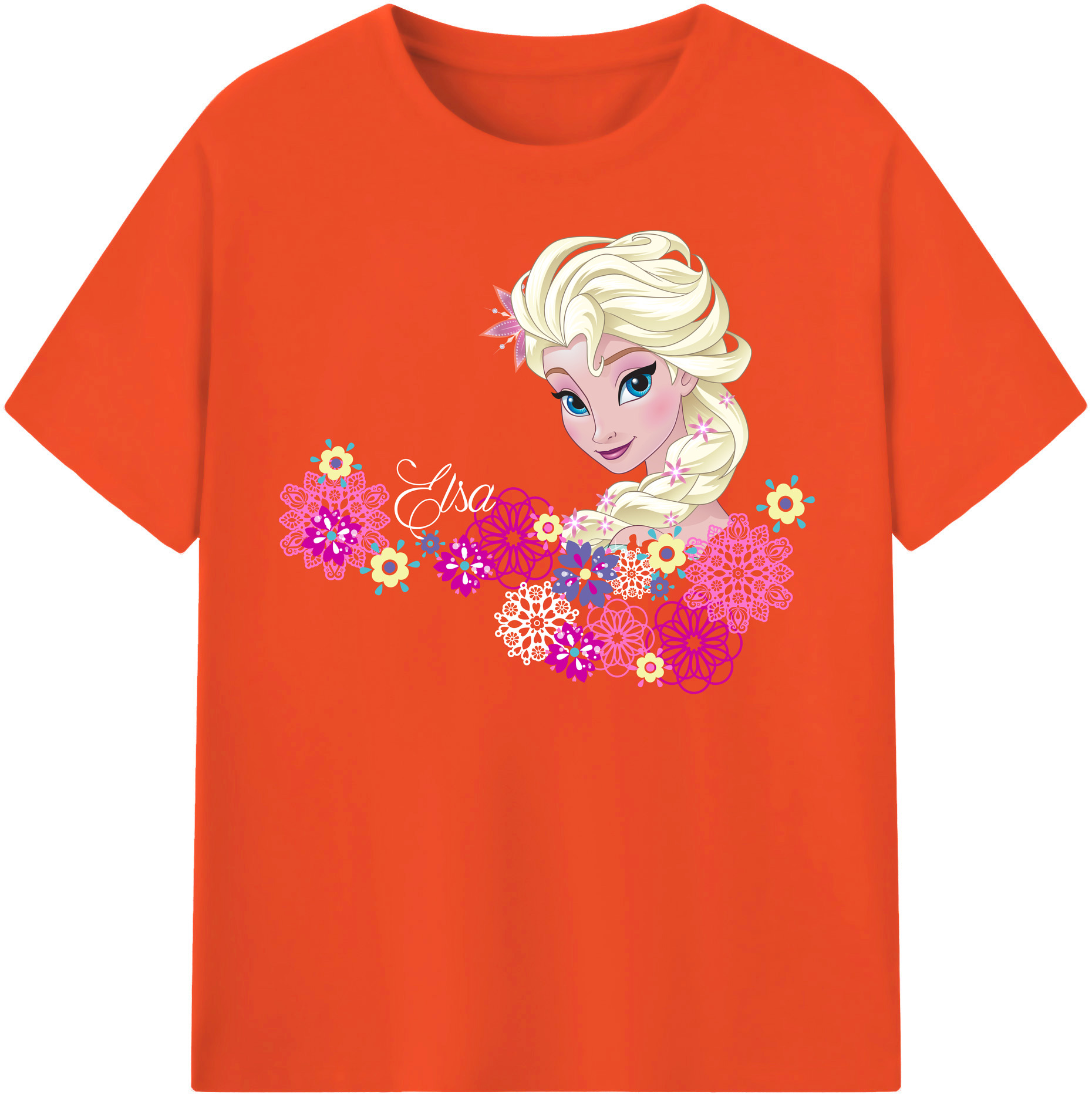 （画像用） アナと雪の女王 アンナ エルサ Frozen Anna Elsa 綿100％半袖Tシャツ（フロントプリント）