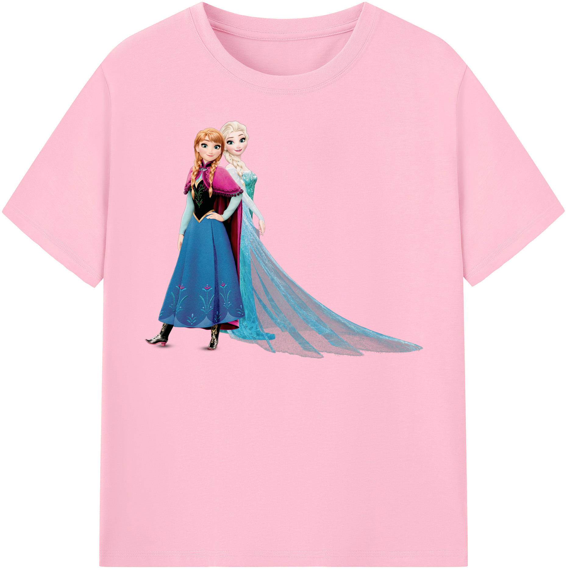 （画像用） アナと雪の女王 アンナ エルサ Frozen Anna Elsa 綿100％半袖Tシャツ（フロントプリント）