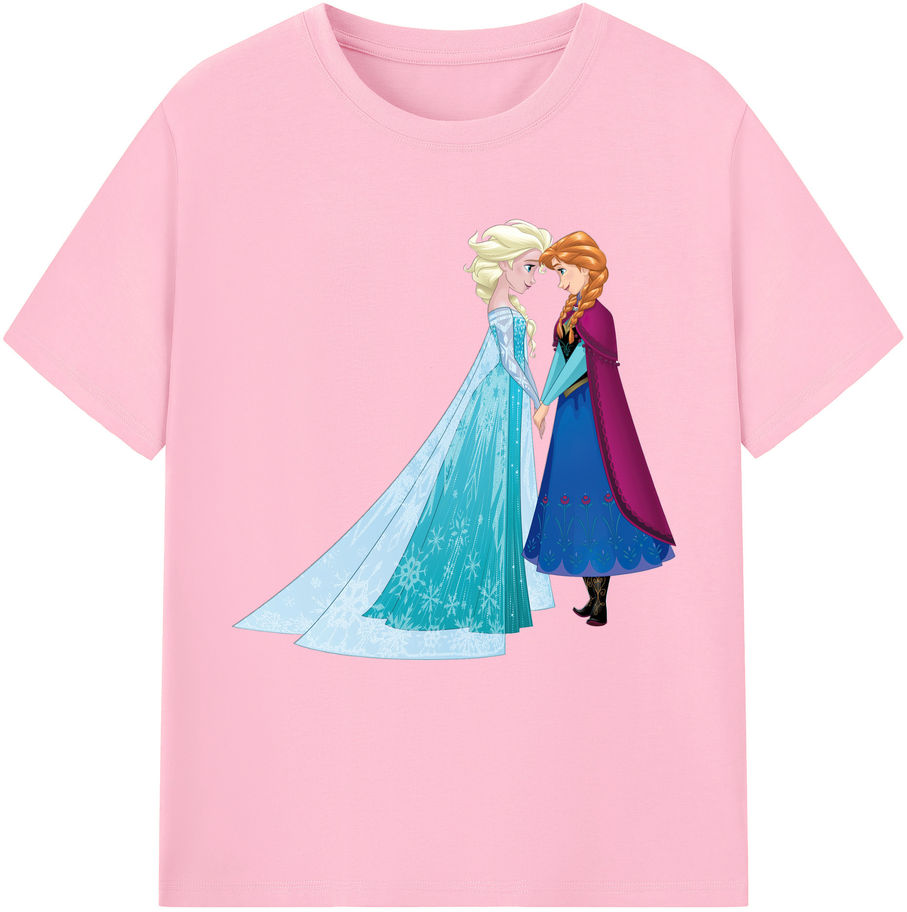 （画像用） アナと雪の女王 アンナ エルサ Frozen Anna Elsa 綿100％半袖Tシャツ（フロントプリント）