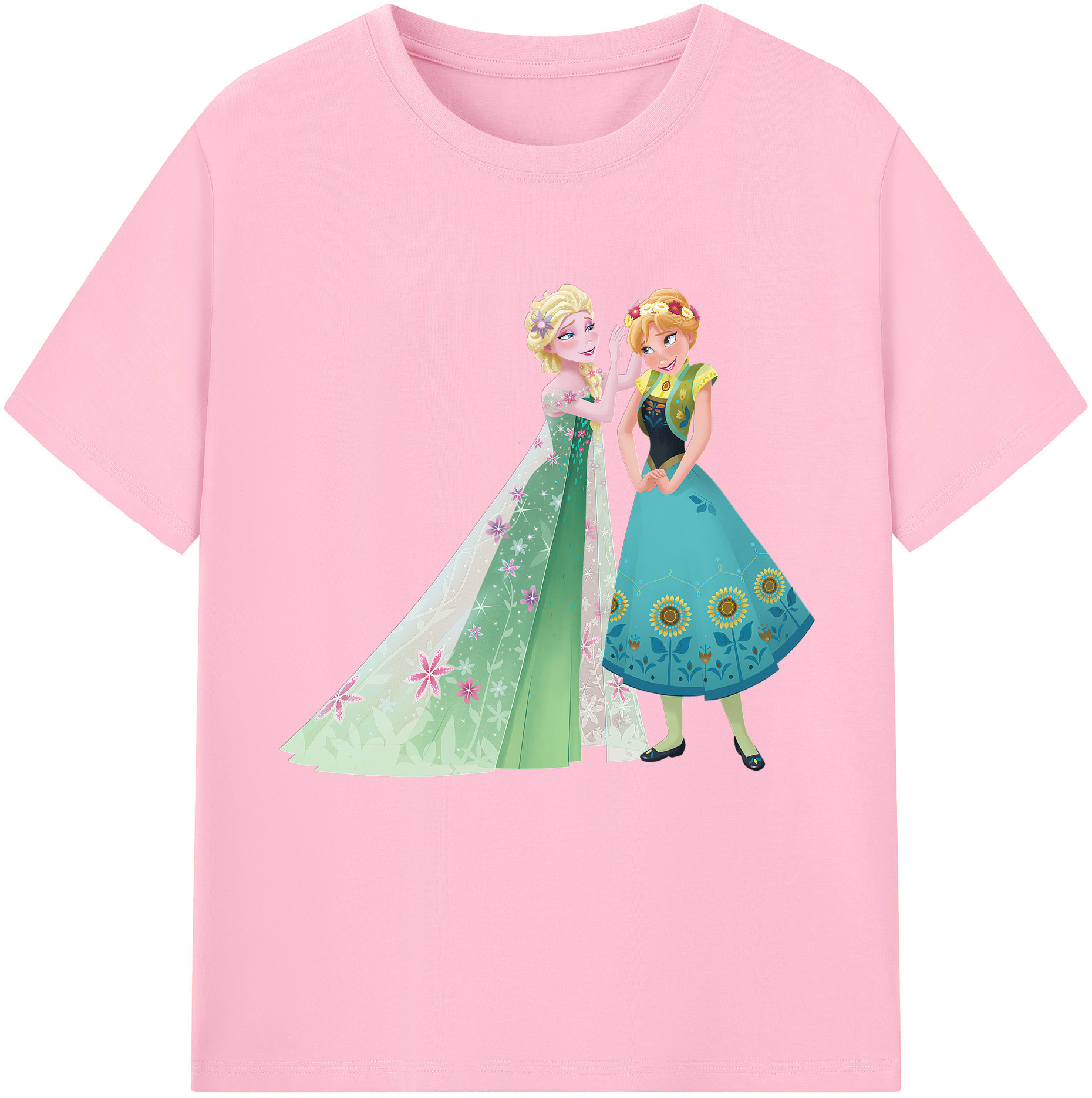 （画像用） アナと雪の女王 アンナ エルサ Frozen Anna Elsa 綿100％半袖Tシャツ（フロントプリント）