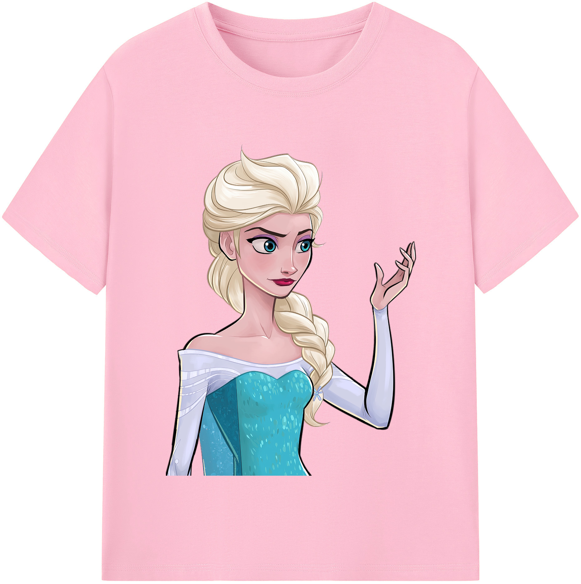 （画像用） アナと雪の女王 アンナ エルサ Frozen Anna Elsa 綿100％半袖Tシャツ（フロントプリント）