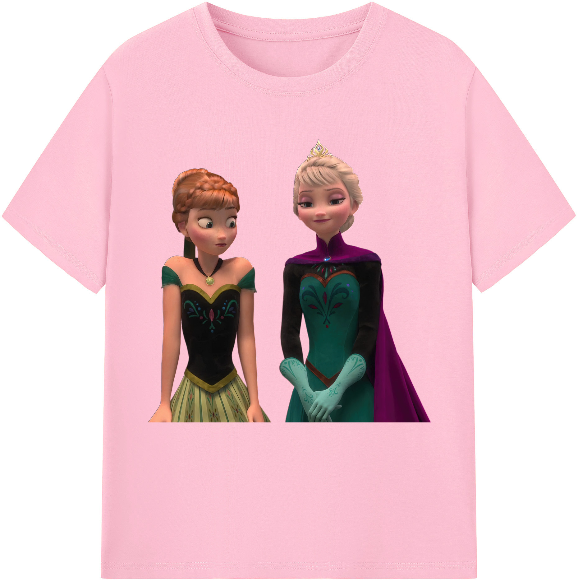 （画像用） アナと雪の女王 アンナ エルサ Frozen Anna Elsa 綿100％半袖Tシャツ（フロントプリント）