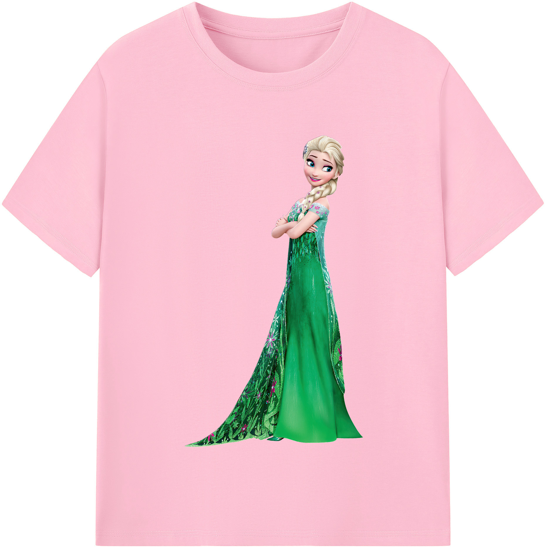 （画像用） アナと雪の女王 アンナ エルサ Frozen Anna Elsa 綿100％半袖Tシャツ（フロントプリント）