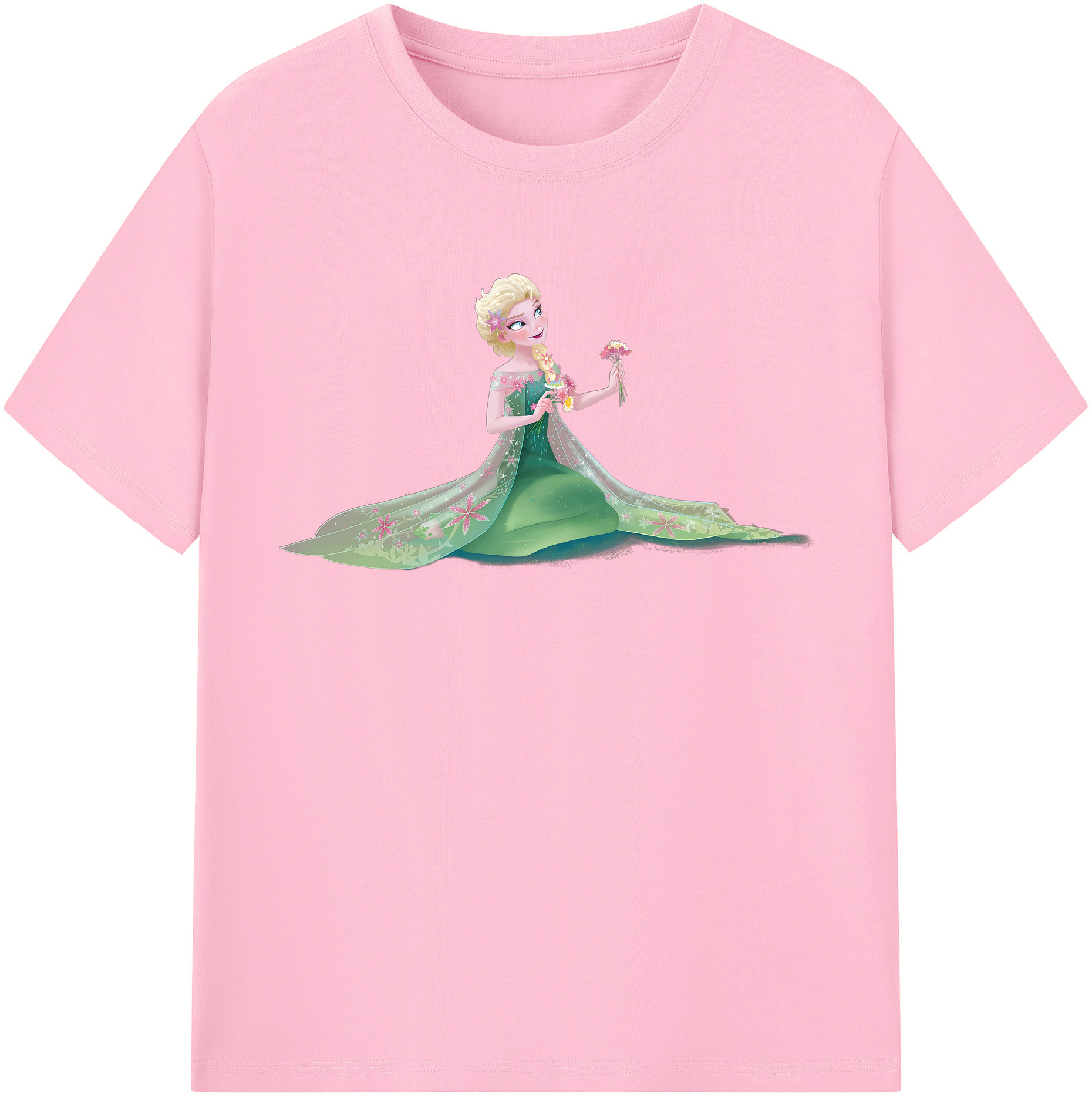 （画像用） アナと雪の女王 アンナ エルサ Frozen Anna Elsa 綿100％半袖Tシャツ（フロントプリント）