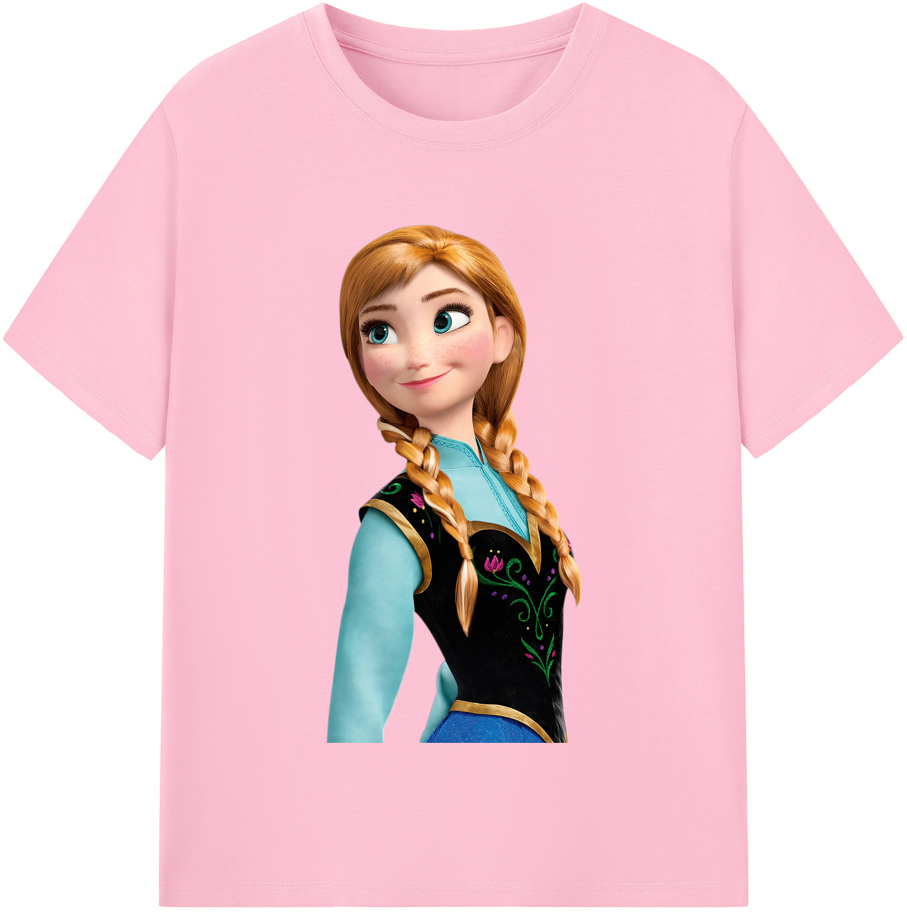 （画像用） アナと雪の女王 アンナ エルサ Frozen Anna Elsa 綿100％半袖Tシャツ（フロントプリント）