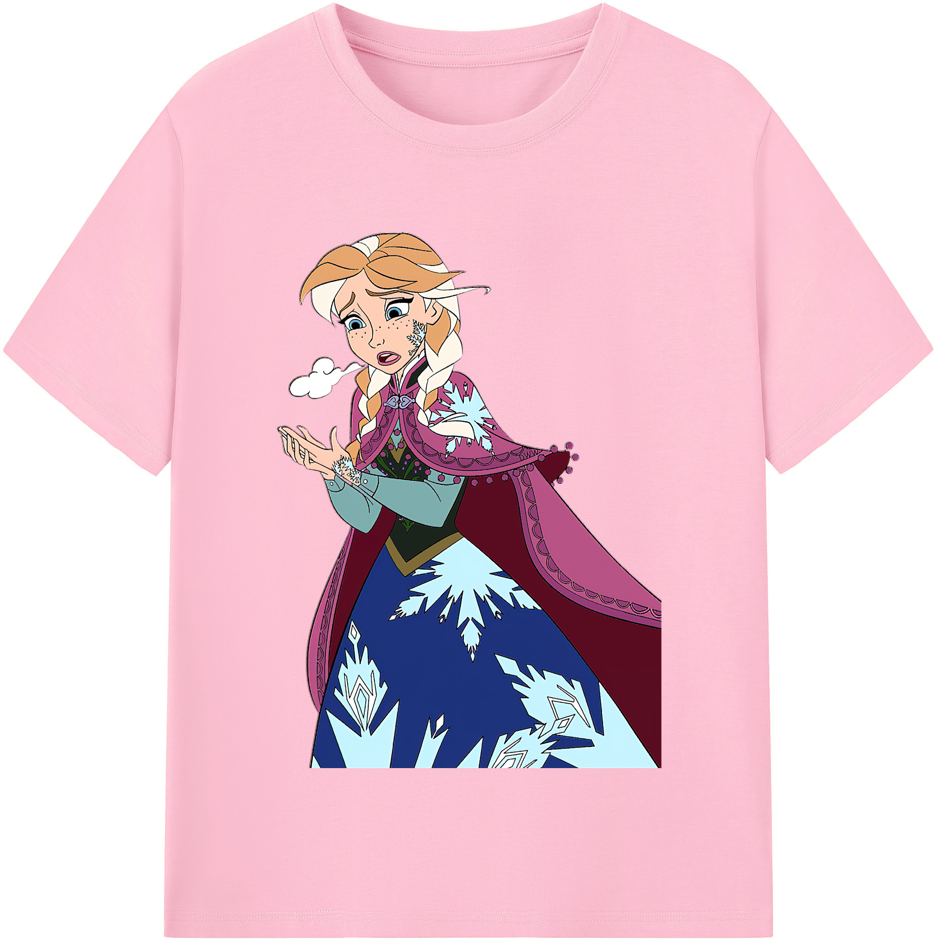 （画像用） アナと雪の女王 アンナ エルサ Frozen Anna Elsa 綿100％半袖Tシャツ（フロントプリント）