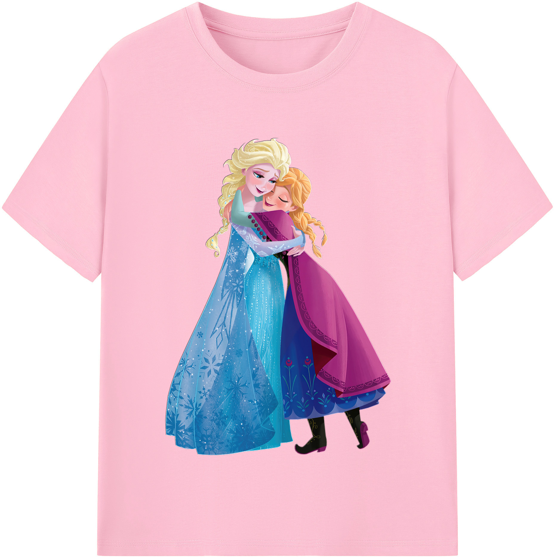 （画像用） アナと雪の女王 アンナ エルサ Frozen Anna Elsa 綿100％半袖Tシャツ（フロントプリント）