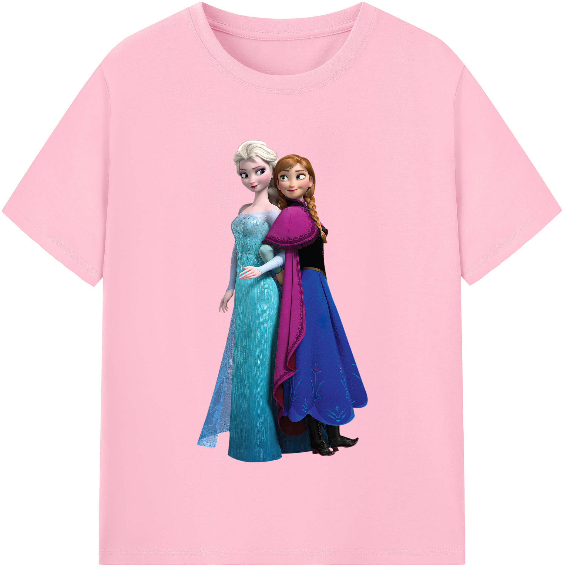 （画像用） アナと雪の女王 アンナ エルサ Frozen Anna Elsa 綿100％半袖Tシャツ（フロントプリント）