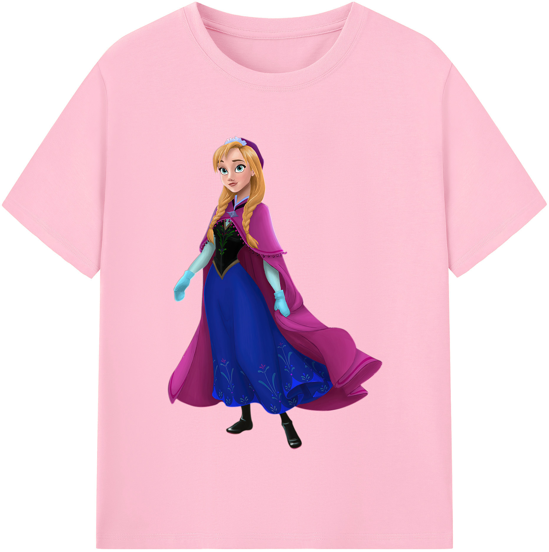 （画像用） アナと雪の女王 アンナ エルサ Frozen Anna Elsa 綿100％半袖Tシャツ（フロントプリント）