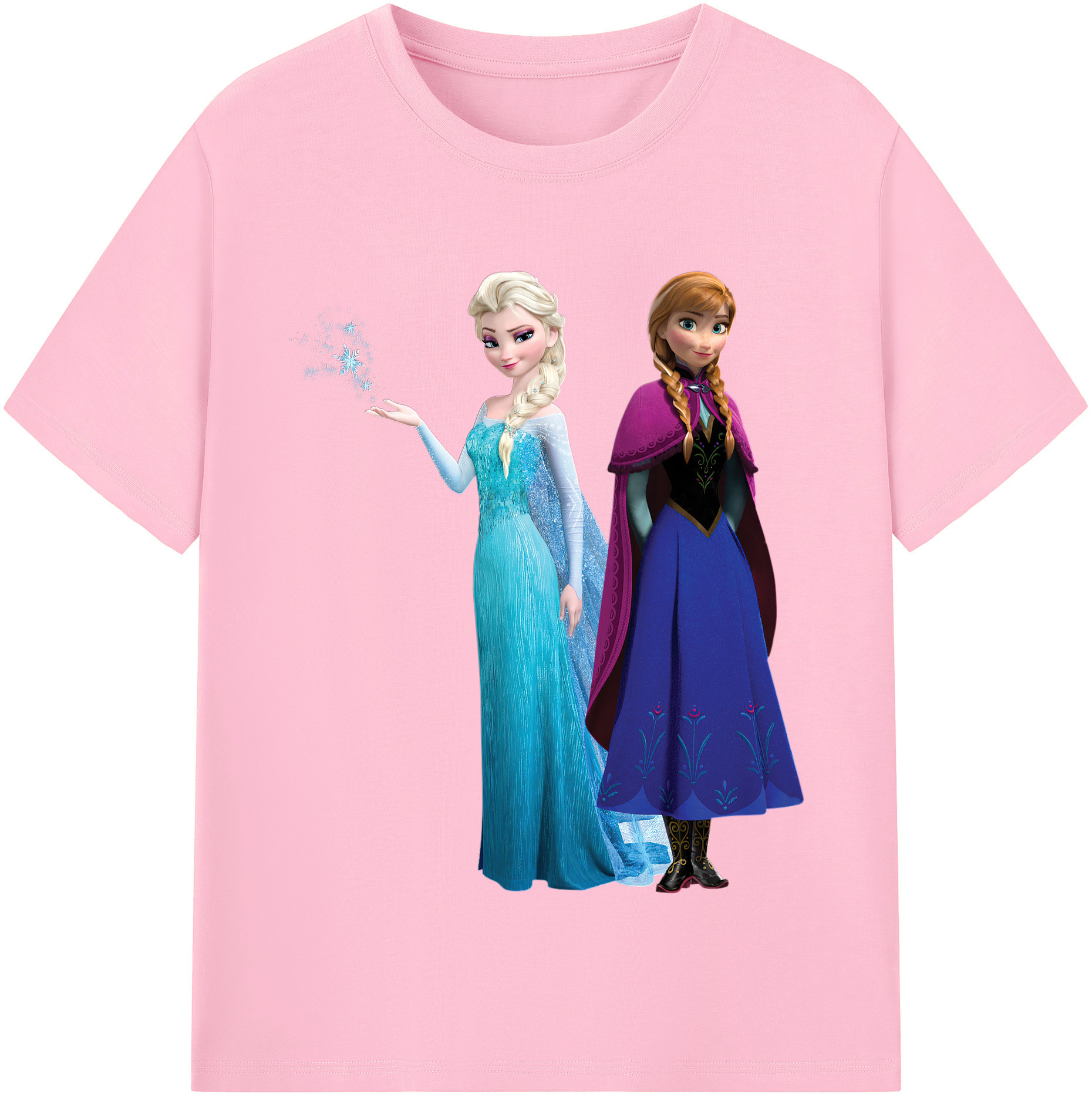 （画像用） アナと雪の女王 アンナ エルサ Frozen Anna Elsa 綿100％半袖Tシャツ（フロントプリント）