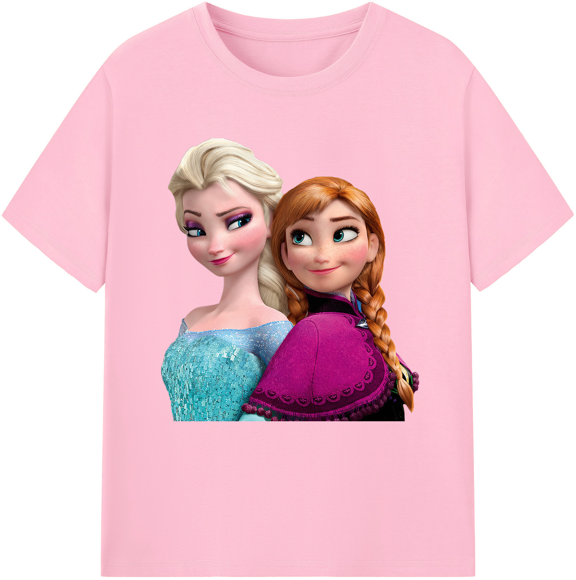 （画像用） アナと雪の女王 アンナ エルサ Frozen Anna Elsa 綿100％半袖Tシャツ（フロントプリント）