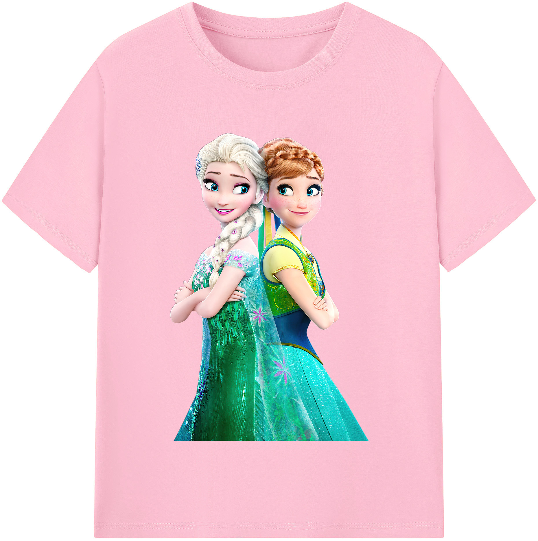 （画像用） アナと雪の女王 アンナ エルサ Frozen Anna Elsa 綿100％半袖Tシャツ（フロントプリント）