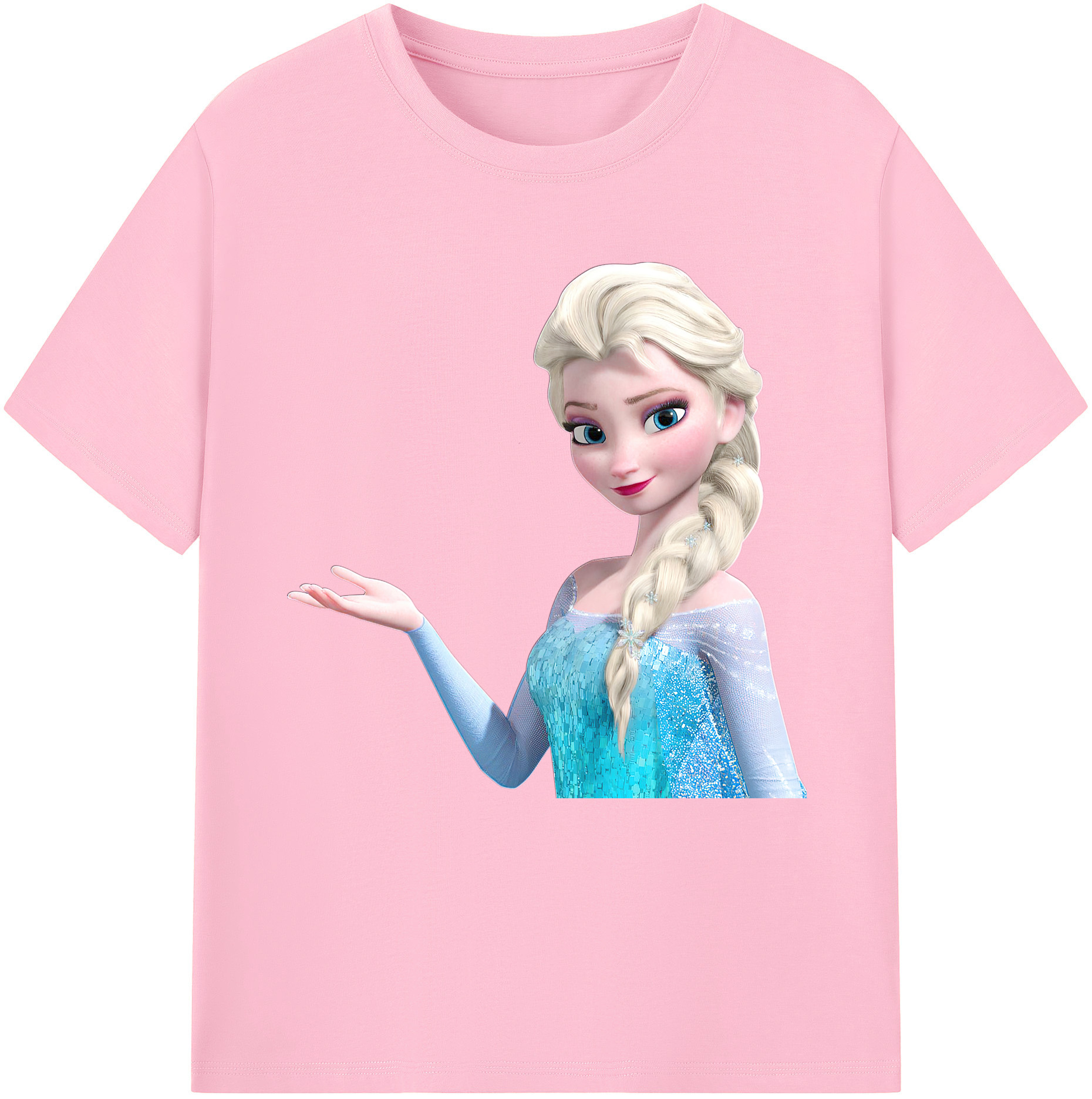 （画像用） アナと雪の女王 アンナ エルサ Frozen Anna Elsa 綿100％半袖Tシャツ（フロントプリント）