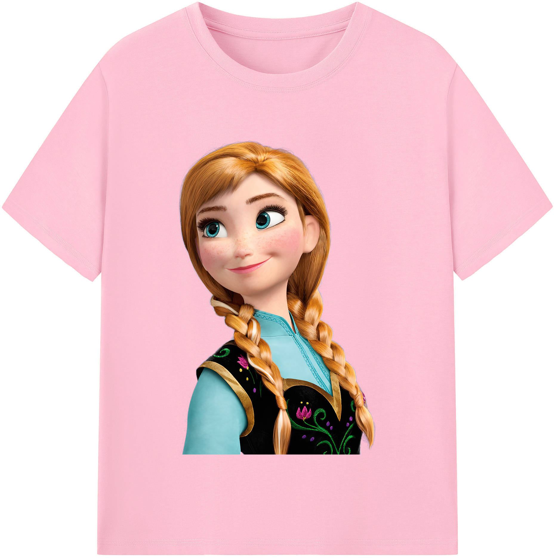 （画像用） アナと雪の女王 アンナ エルサ Frozen Anna Elsa 綿100％半袖Tシャツ（フロントプリント）