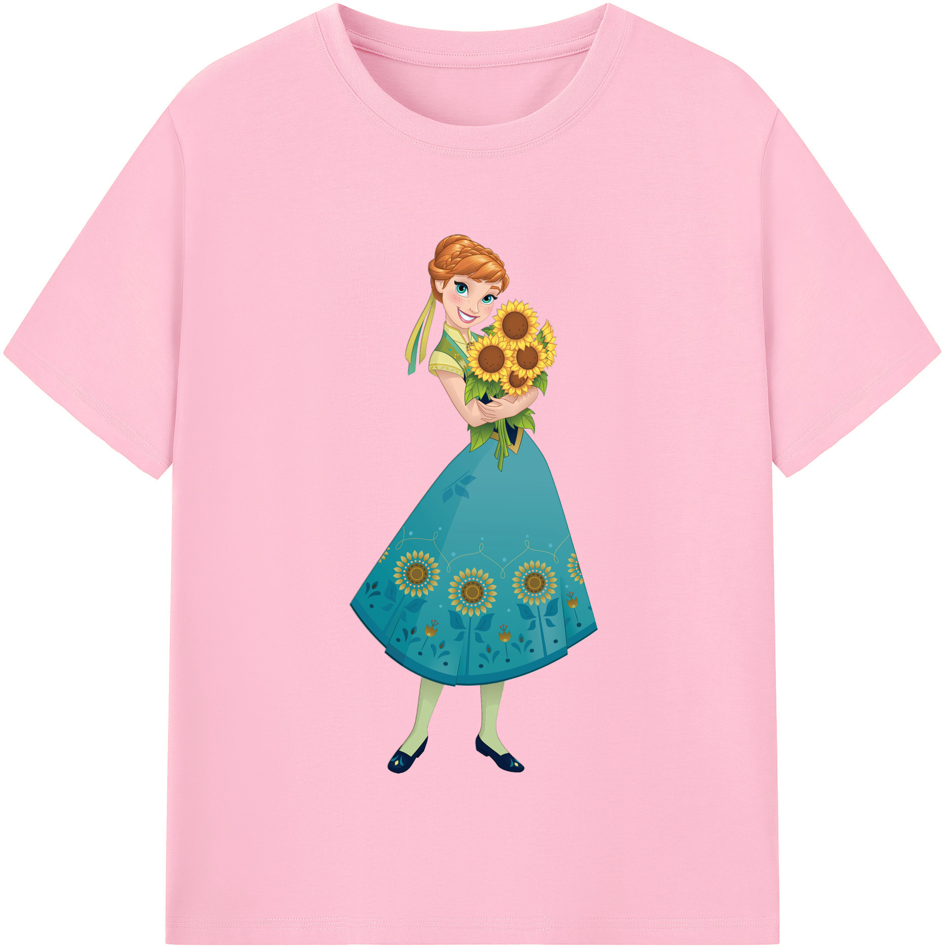 （画像用） アナと雪の女王 アンナ エルサ Frozen Anna Elsa 綿100％半袖Tシャツ（フロントプリント）