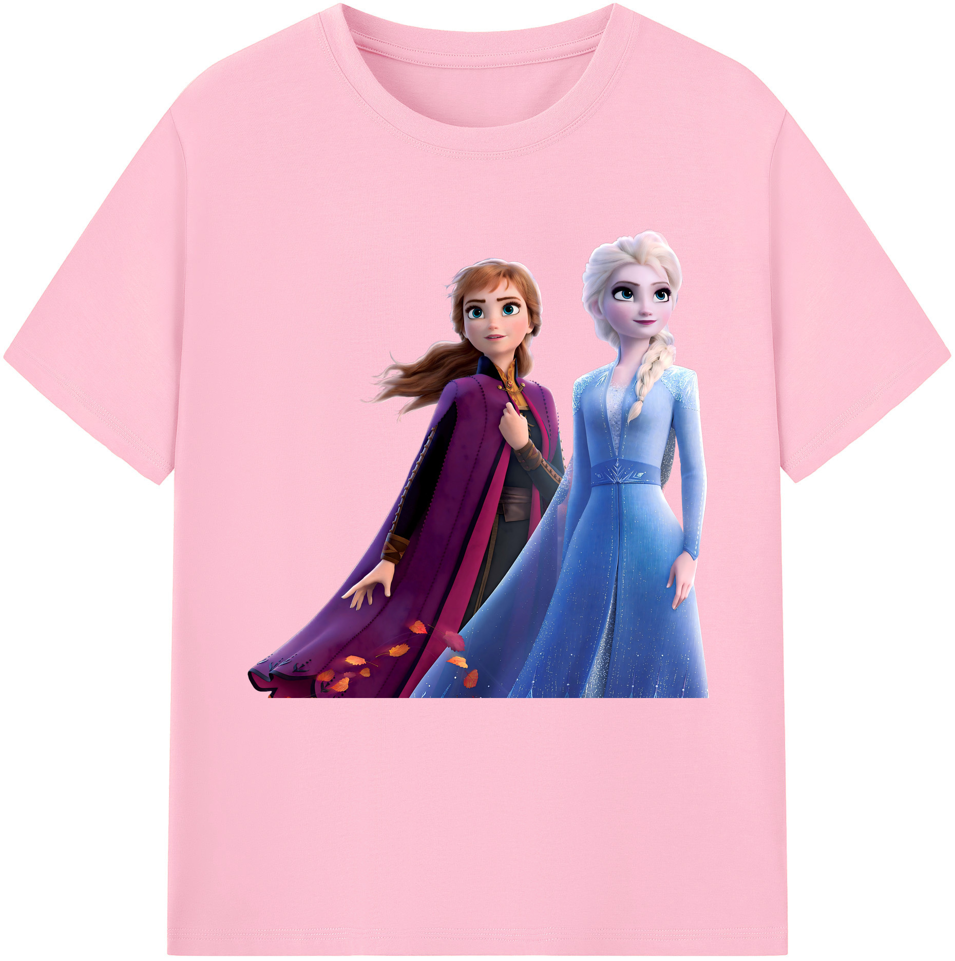 （画像用） アナと雪の女王 アンナ エルサ Frozen Anna Elsa 綿100％半袖Tシャツ（フロントプリント）