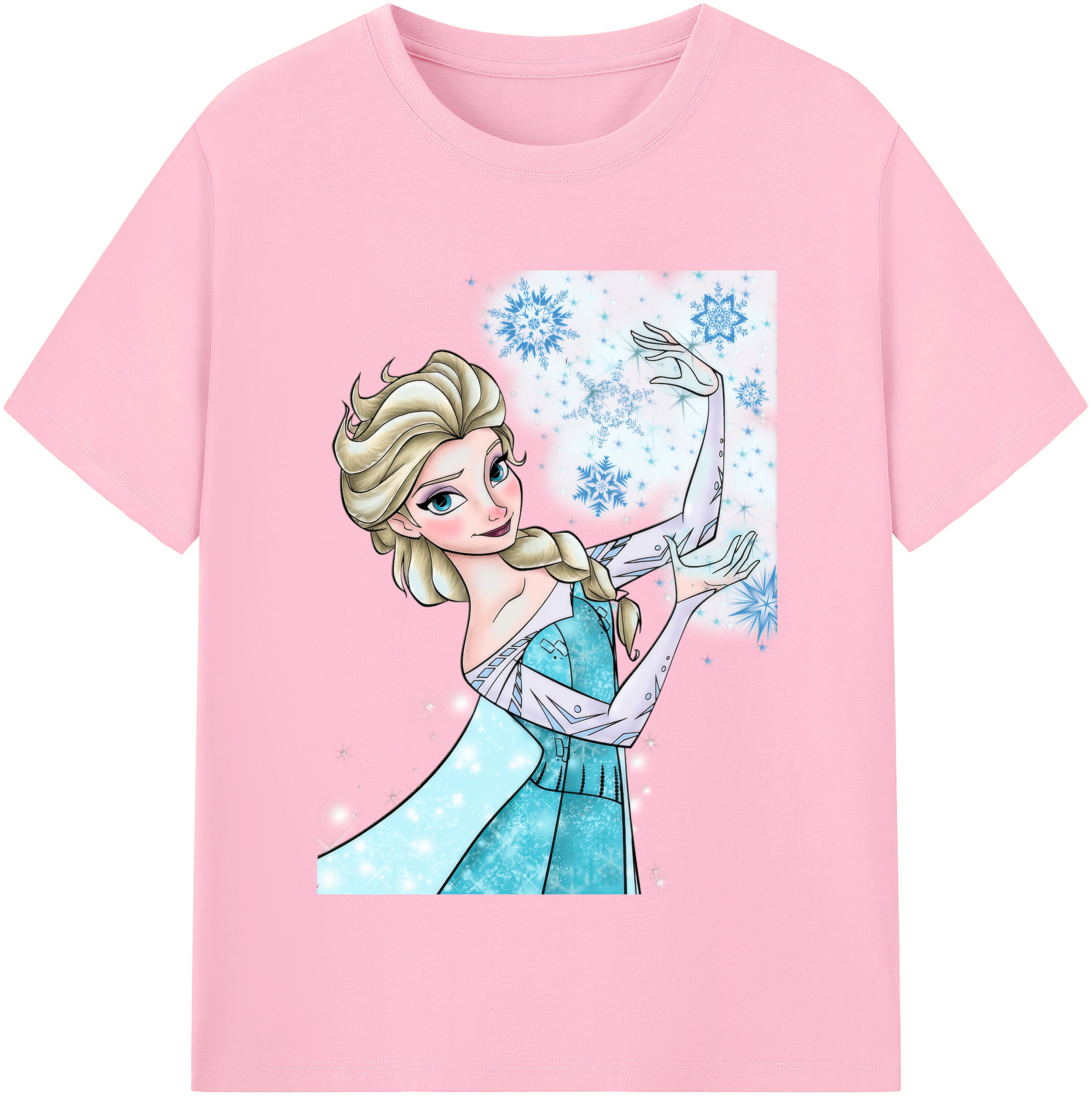 （画像用） アナと雪の女王 アンナ エルサ Frozen Anna Elsa 綿100％半袖Tシャツ（フロントプリント）