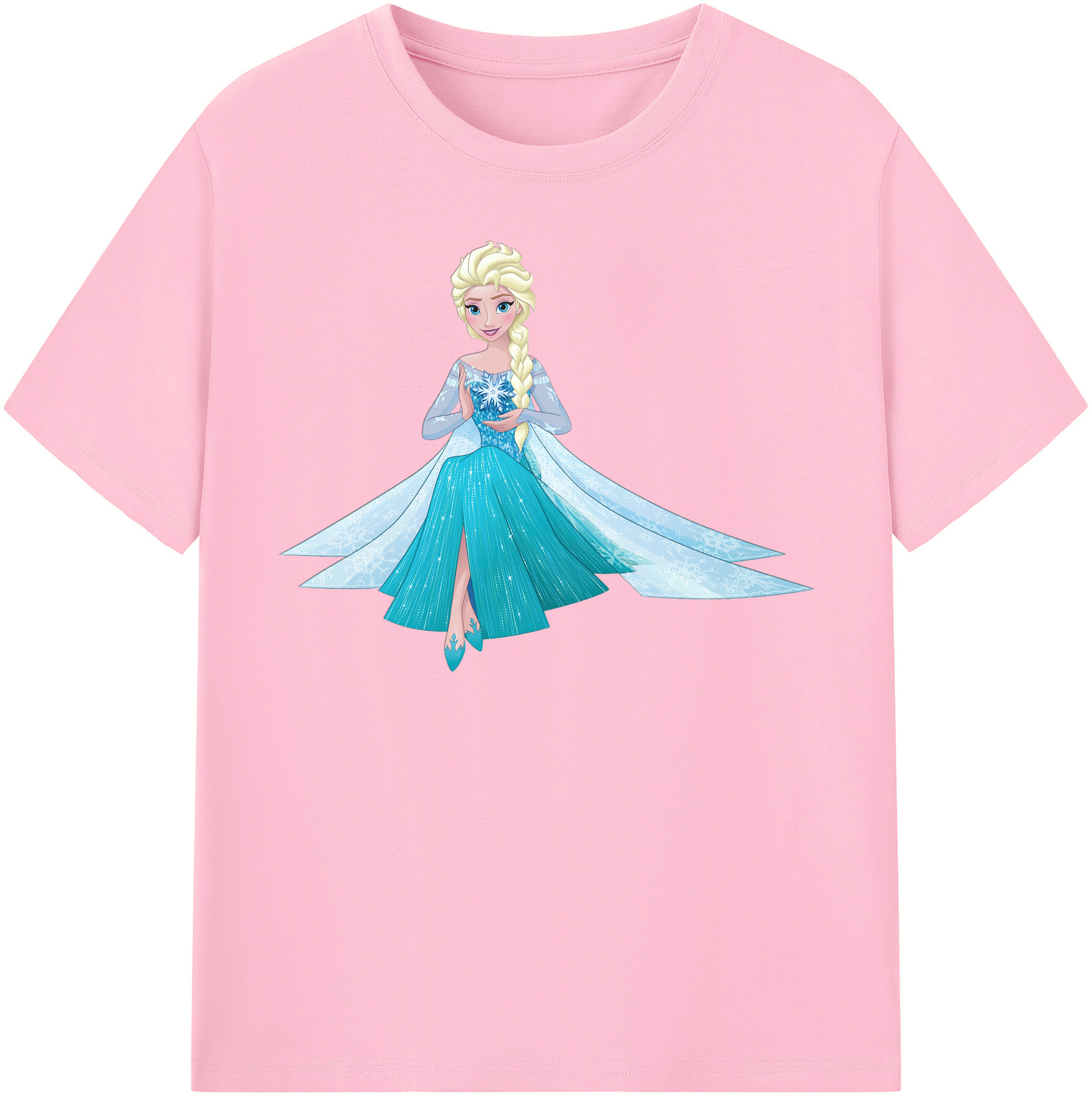 （画像用） アナと雪の女王 アンナ エルサ Frozen Anna Elsa 綿100％半袖Tシャツ（フロントプリント）