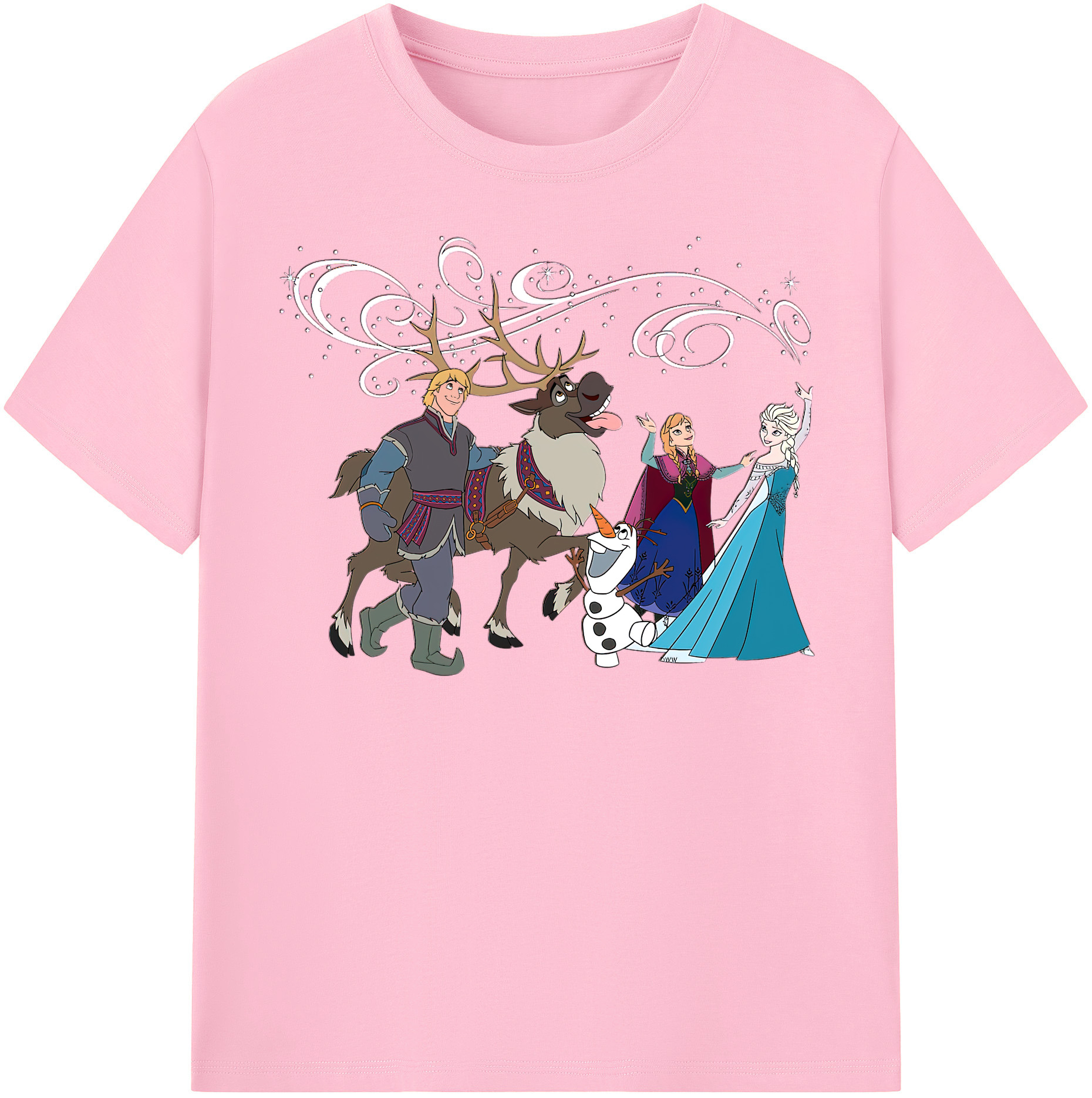（画像用） アナと雪の女王 アンナ エルサ Frozen Anna Elsa 綿100％半袖Tシャツ（フロントプリント）