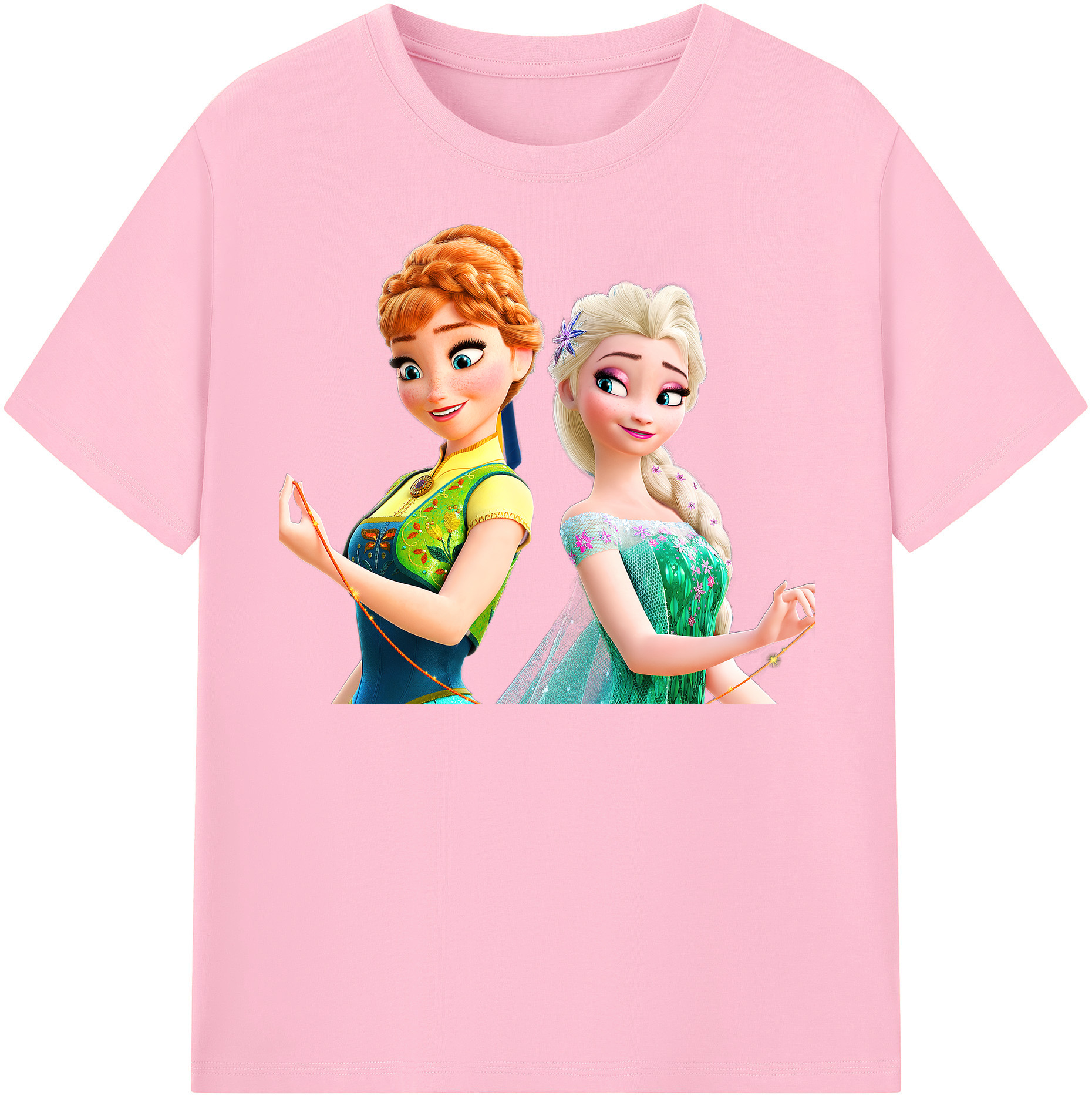 （画像用） アナと雪の女王 アンナ エルサ Frozen Anna Elsa 綿100％半袖Tシャツ（フロントプリント）