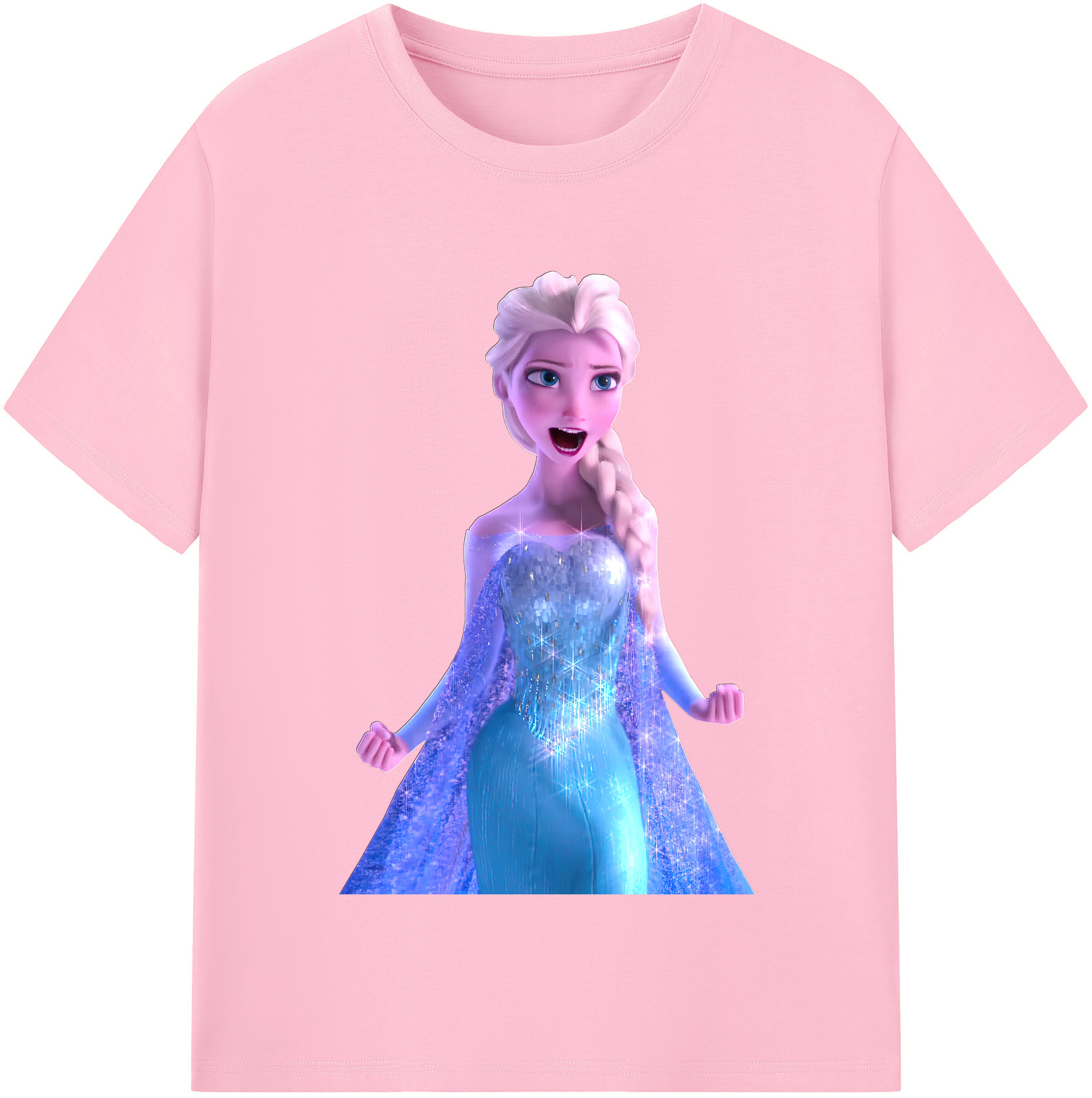（画像用） アナと雪の女王 アンナ エルサ Frozen Anna Elsa 綿100％半袖Tシャツ（フロントプリント）