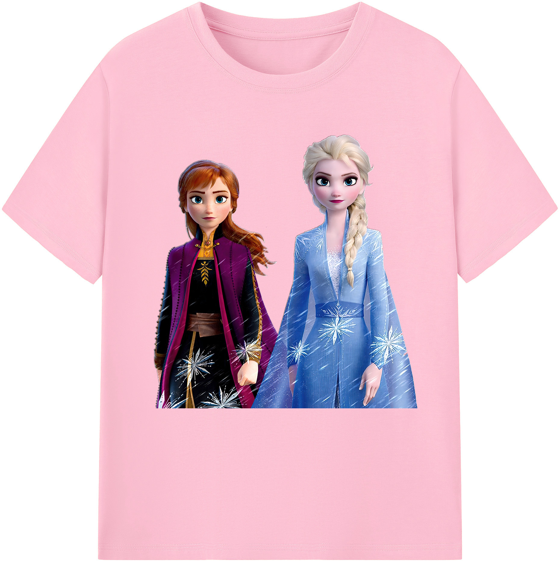 （画像用） アナと雪の女王 アンナ エルサ Frozen Anna Elsa 綿100％半袖Tシャツ（フロントプリント）