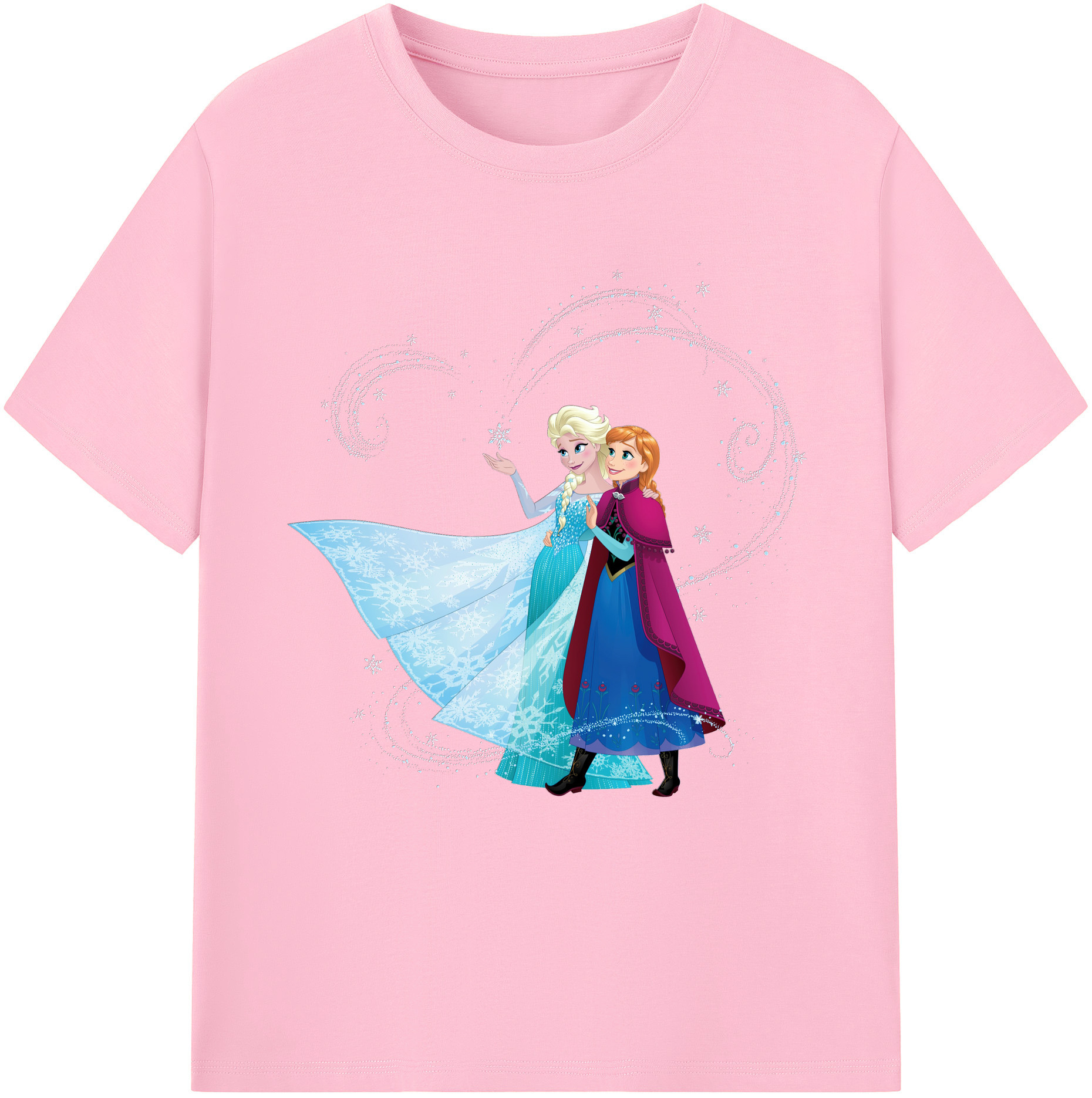 （画像用） アナと雪の女王 アンナ エルサ Frozen Anna Elsa 綿100％半袖Tシャツ（フロントプリント）