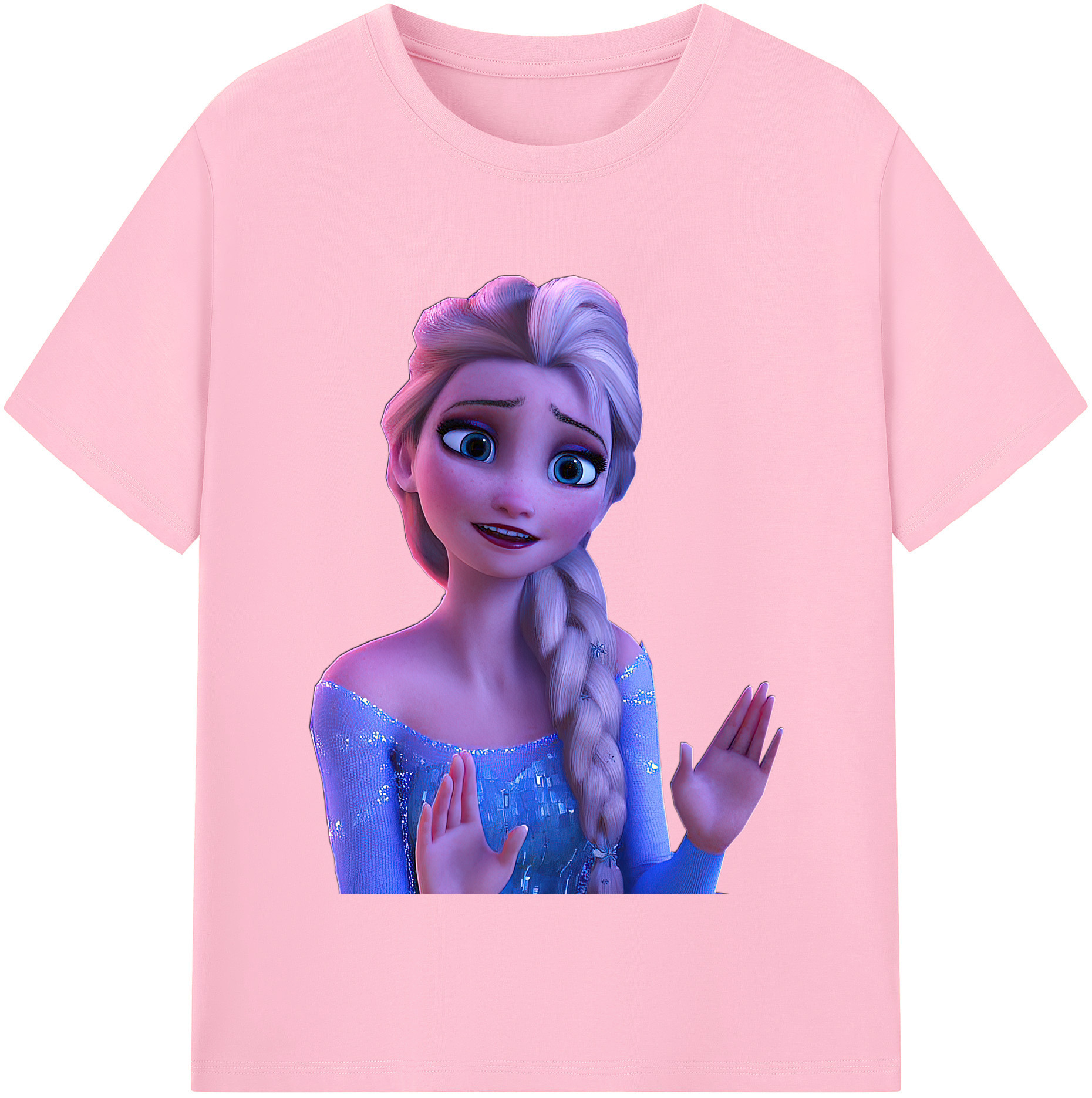 （画像用） アナと雪の女王 アンナ エルサ Frozen Anna Elsa 綿100％半袖Tシャツ（フロントプリント）