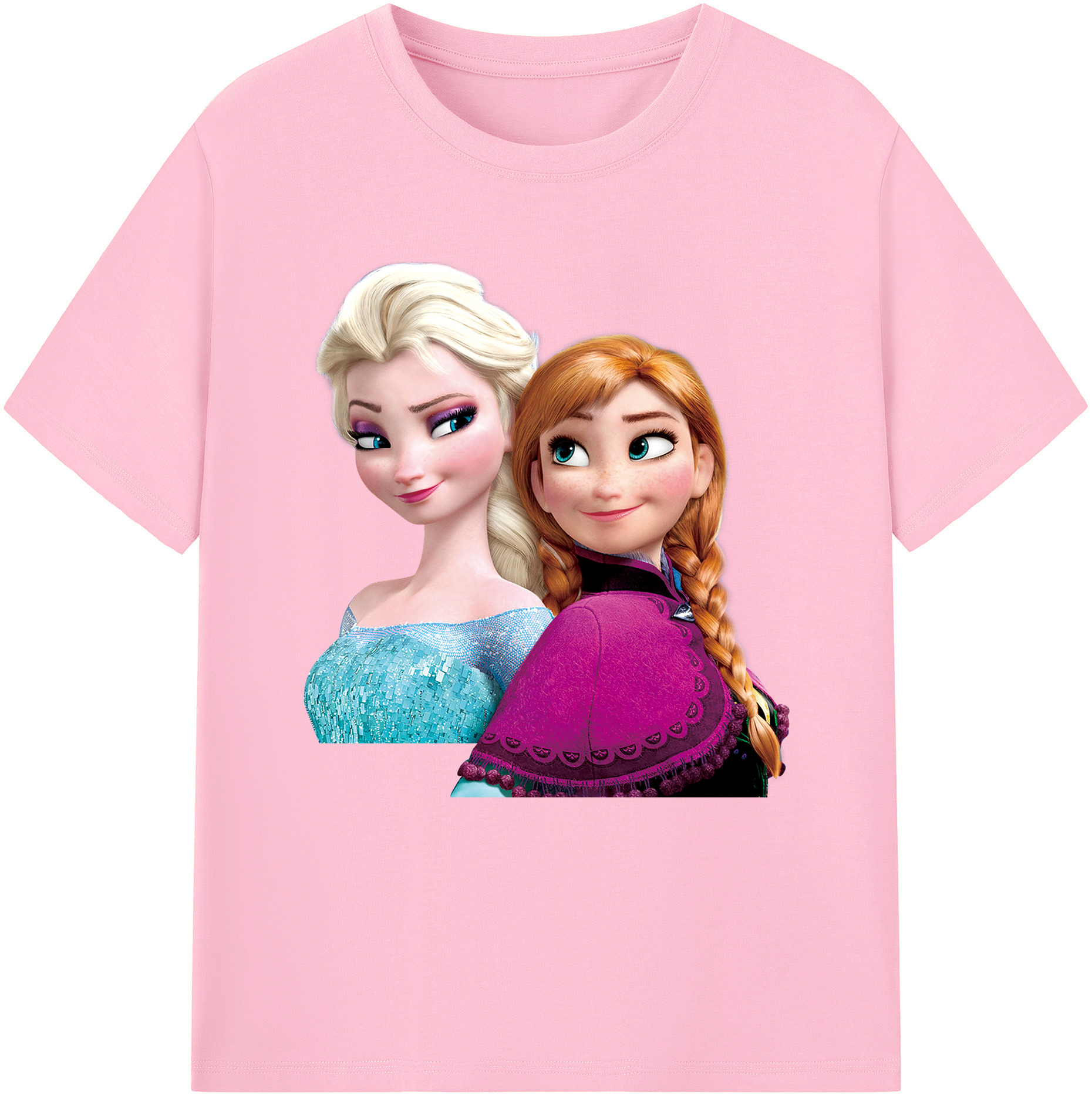 （画像用） アナと雪の女王 アンナ エルサ Frozen Anna Elsa 綿100％半袖Tシャツ（フロントプリント）