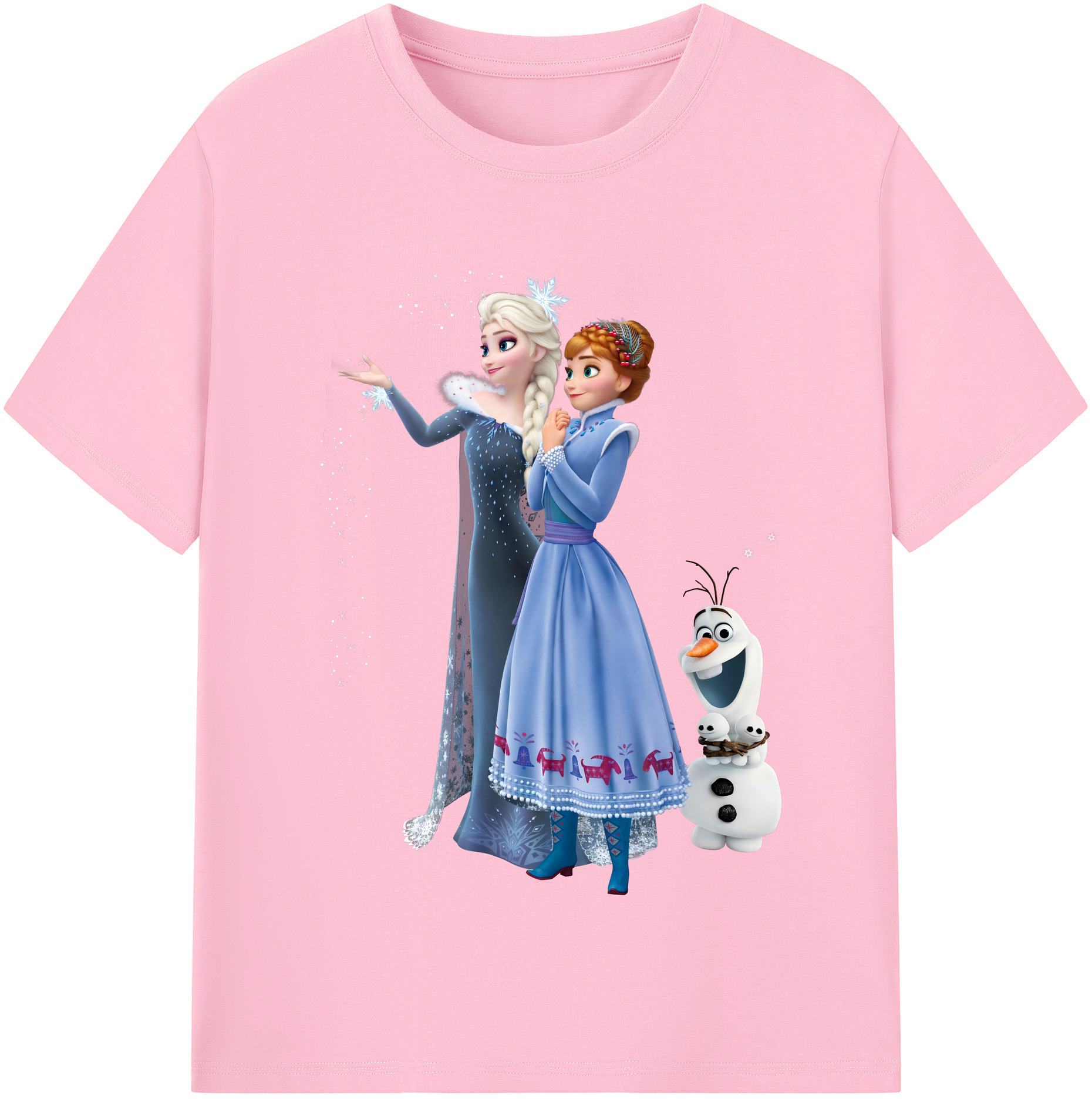 （画像用） アナと雪の女王 アンナ エルサ Frozen Anna Elsa 綿100％半袖Tシャツ（フロントプリント）