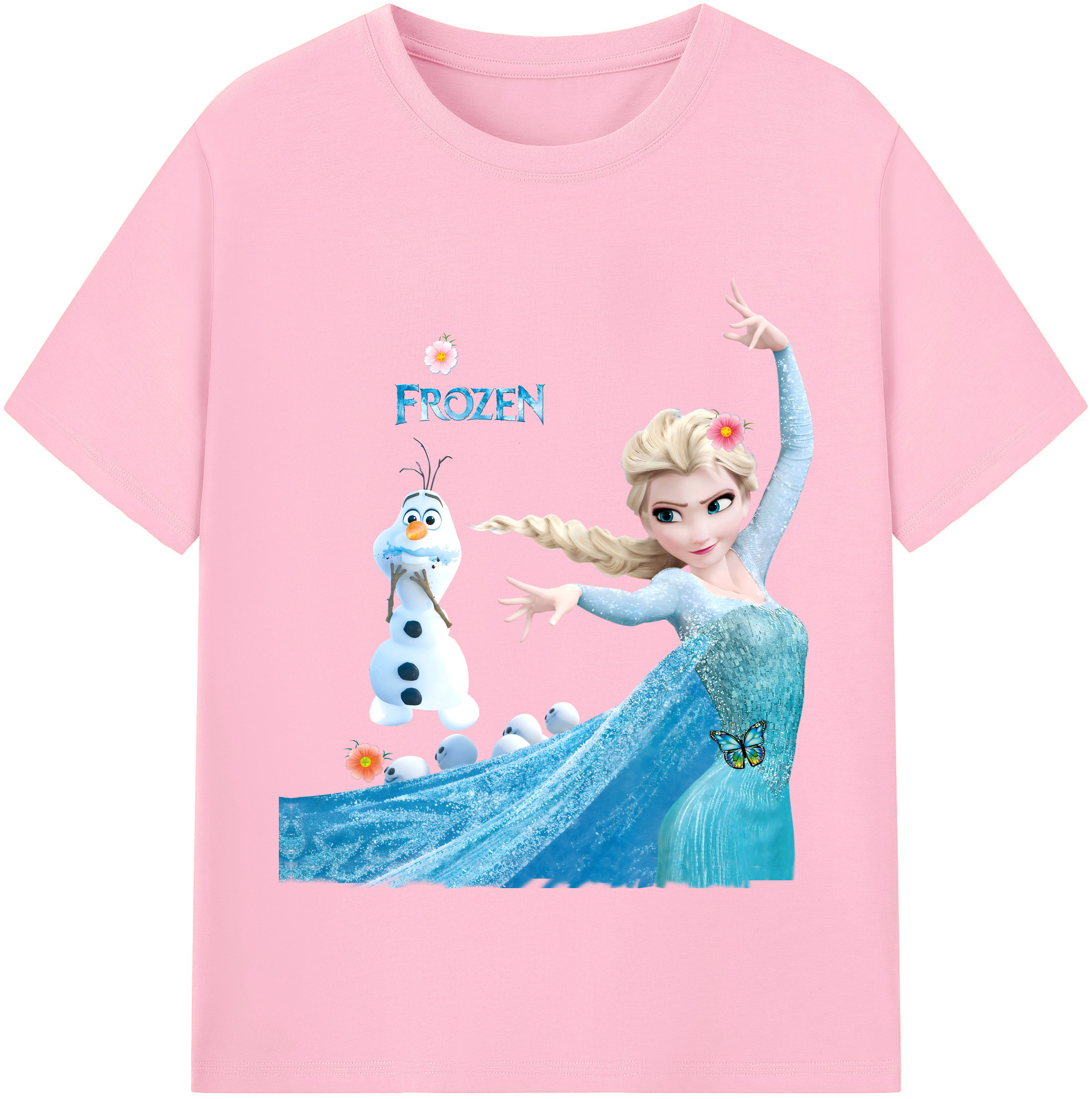 （画像用） アナと雪の女王 アンナ エルサ Frozen Anna Elsa 綿100％半袖Tシャツ（フロントプリント）