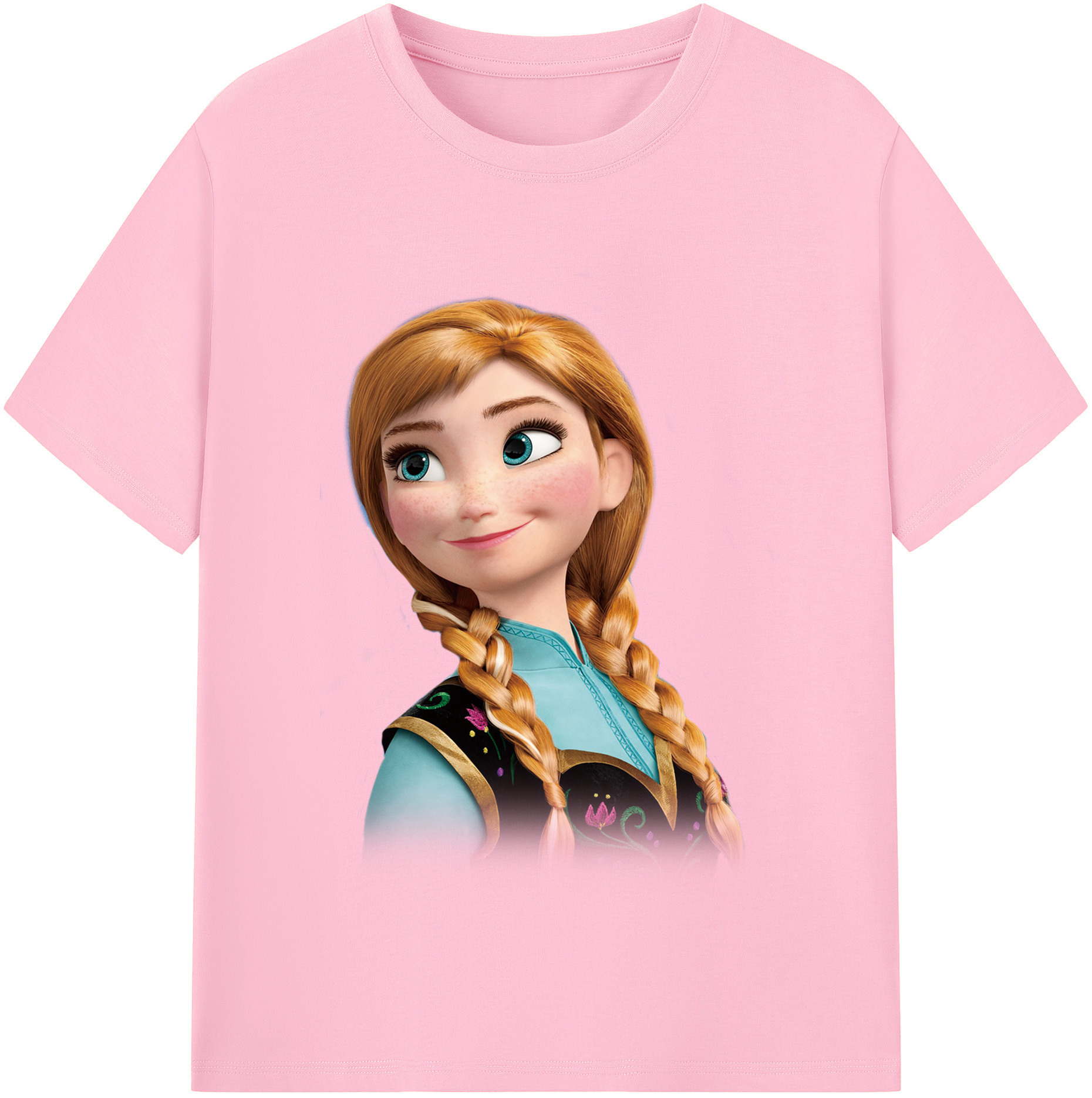 （画像用） アナと雪の女王 アンナ エルサ Frozen Anna Elsa 綿100％半袖Tシャツ（フロントプリント）