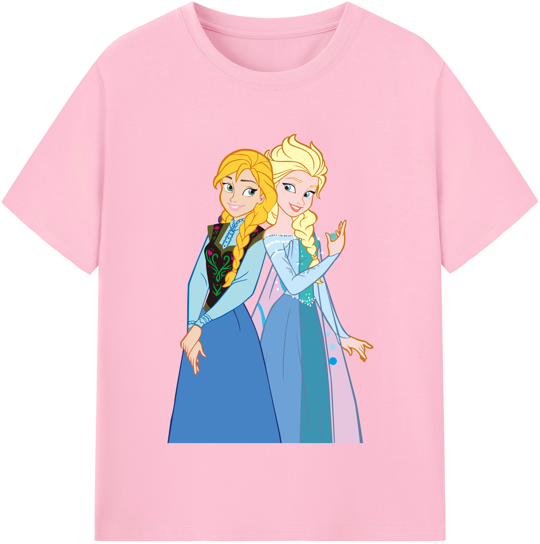 （画像用） アナと雪の女王 アンナ エルサ Frozen Anna Elsa 綿100％半袖Tシャツ（フロントプリント）