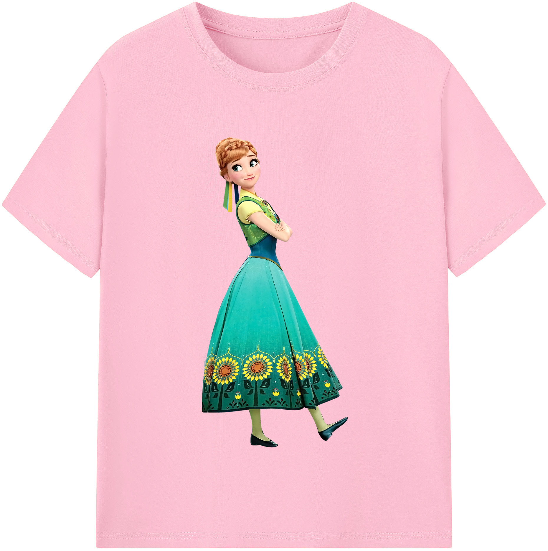 （画像用） アナと雪の女王 アンナ エルサ Frozen Anna Elsa 綿100％半袖Tシャツ（フロントプリント）