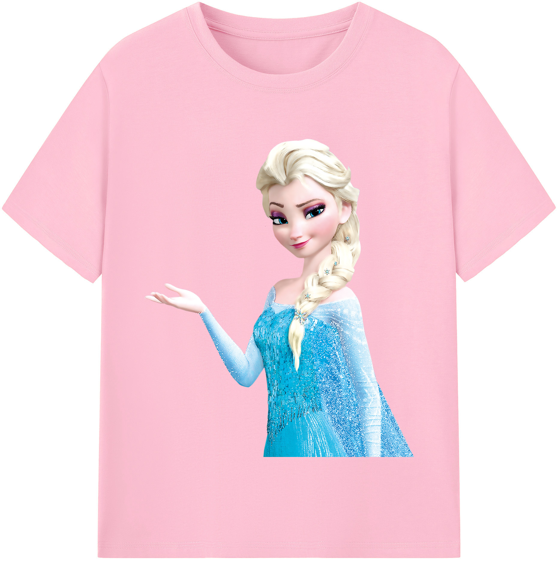 （画像用） アナと雪の女王 アンナ エルサ Frozen Anna Elsa 綿100％半袖Tシャツ（フロントプリント）