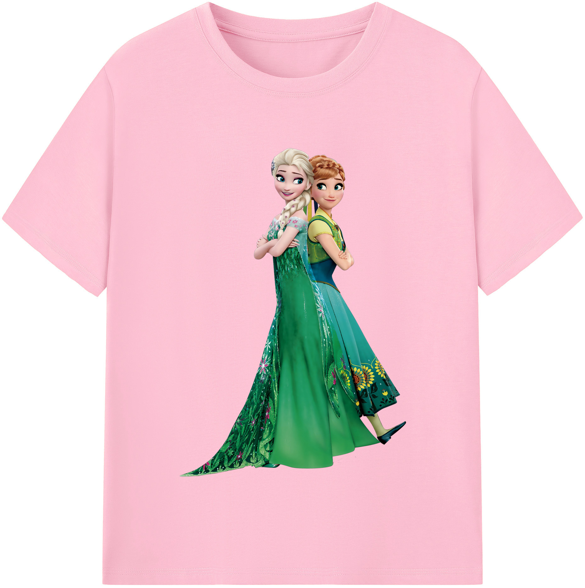 （画像用） アナと雪の女王 アンナ エルサ Frozen Anna Elsa 綿100％半袖Tシャツ（フロントプリント）