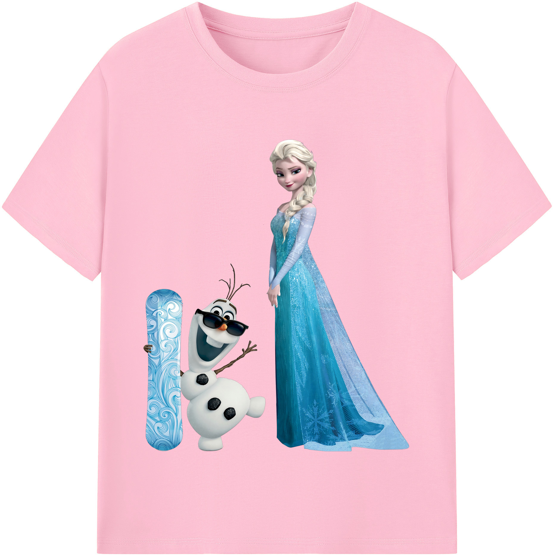 （画像用） アナと雪の女王 アンナ エルサ Frozen Anna Elsa 綿100％半袖Tシャツ（フロントプリント）