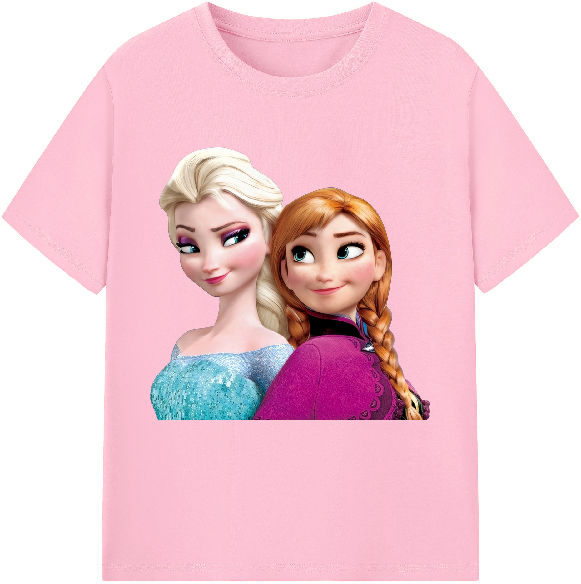 （画像用） アナと雪の女王 アンナ エルサ Frozen Anna Elsa 綿100％半袖Tシャツ（フロントプリント）