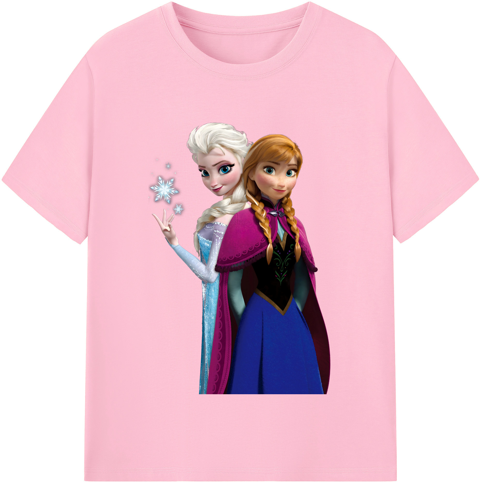（画像用） アナと雪の女王 アンナ エルサ Frozen Anna Elsa 綿100％半袖Tシャツ（フロントプリント）