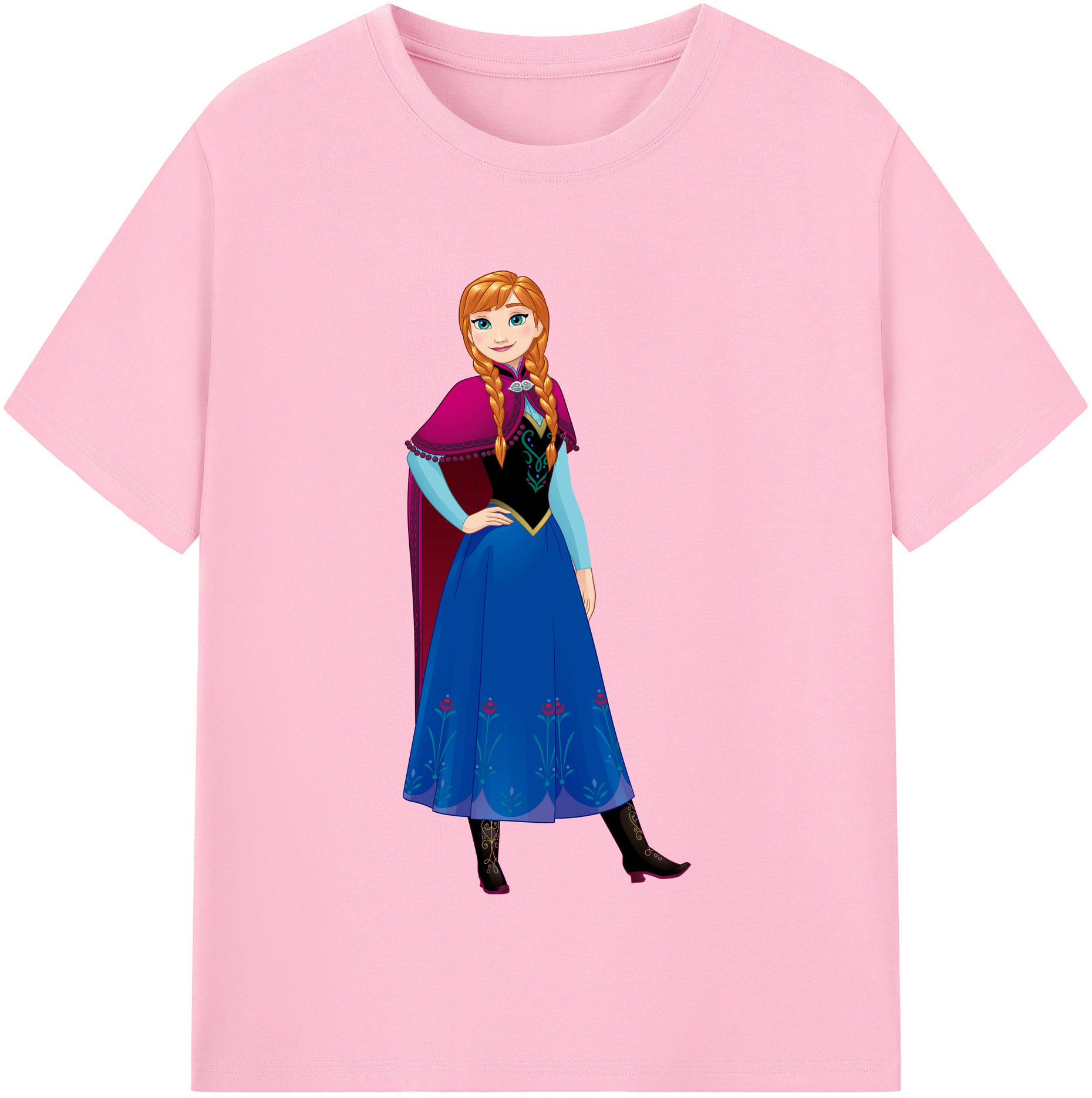 （画像用） アナと雪の女王 アンナ エルサ Frozen Anna Elsa 綿100％半袖Tシャツ（フロントプリント）