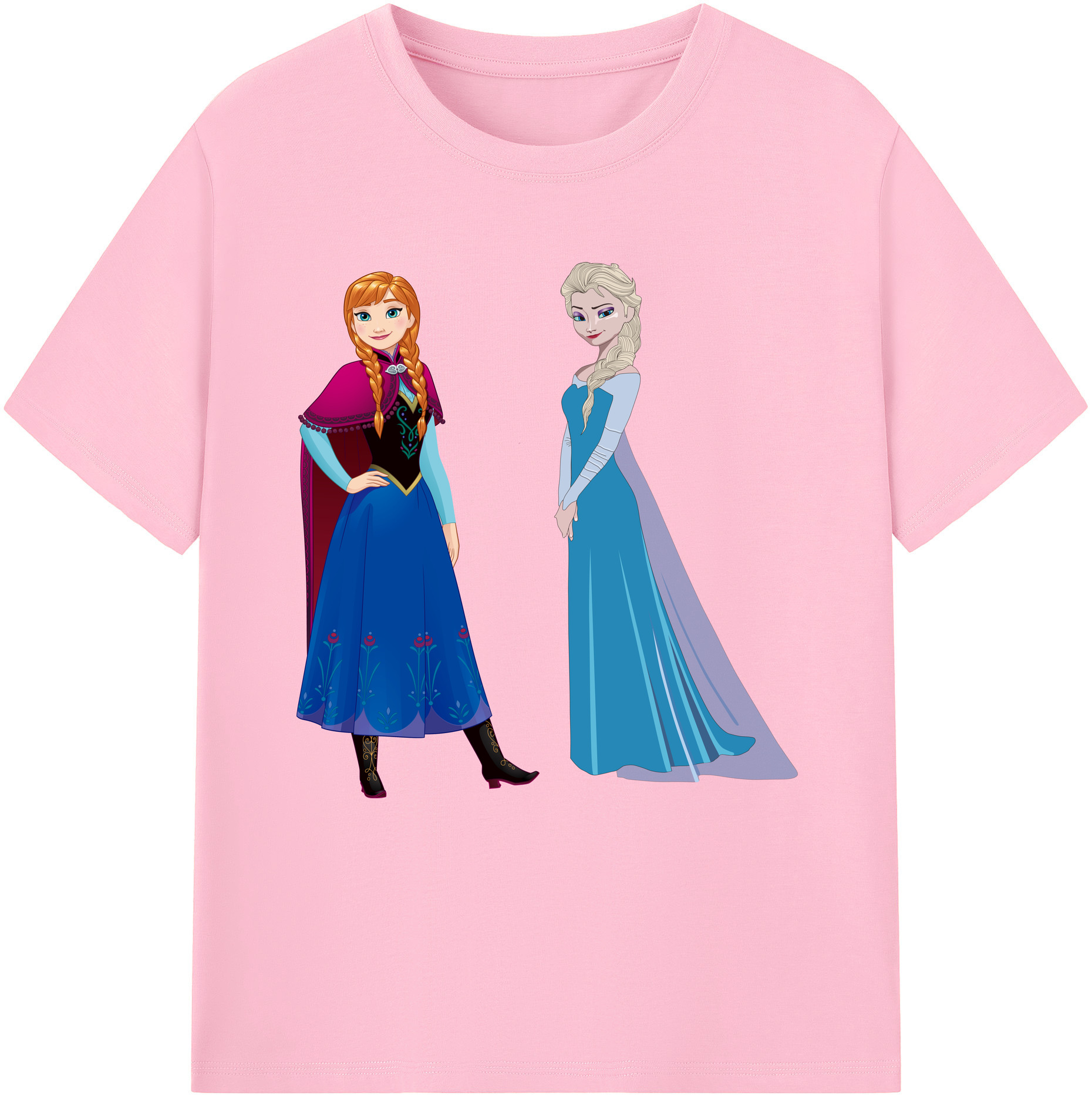 （画像用） アナと雪の女王 アンナ エルサ Frozen Anna Elsa 綿100％半袖Tシャツ（フロントプリント）