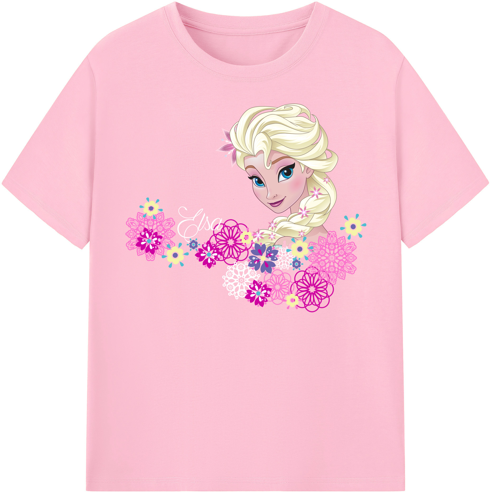 （画像用） アナと雪の女王 アンナ エルサ Frozen Anna Elsa 綿100％半袖Tシャツ（フロントプリント）