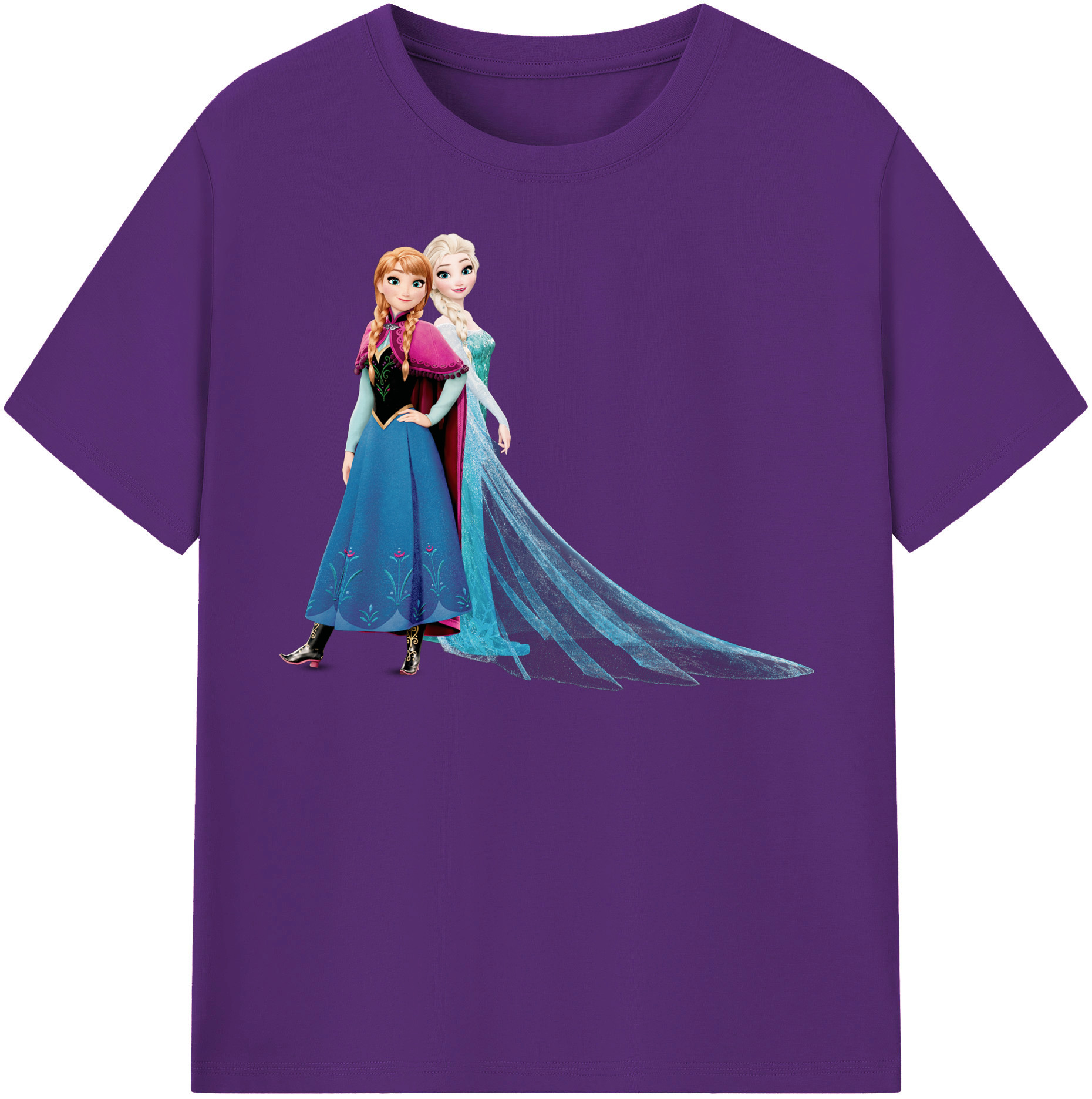 （画像用） アナと雪の女王 アンナ エルサ Frozen Anna Elsa 綿100％半袖Tシャツ（フロントプリント）
